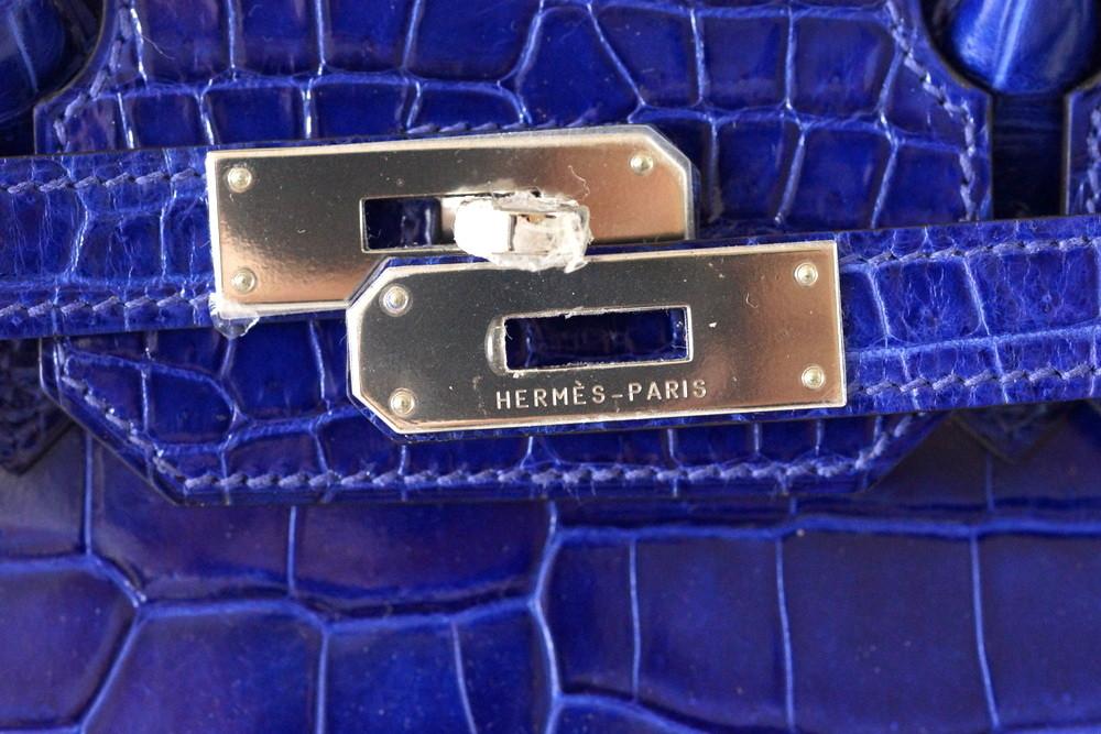 👜Birkin 35 Bag Vivid Electric Blue Porosus Crocodile Palladium
