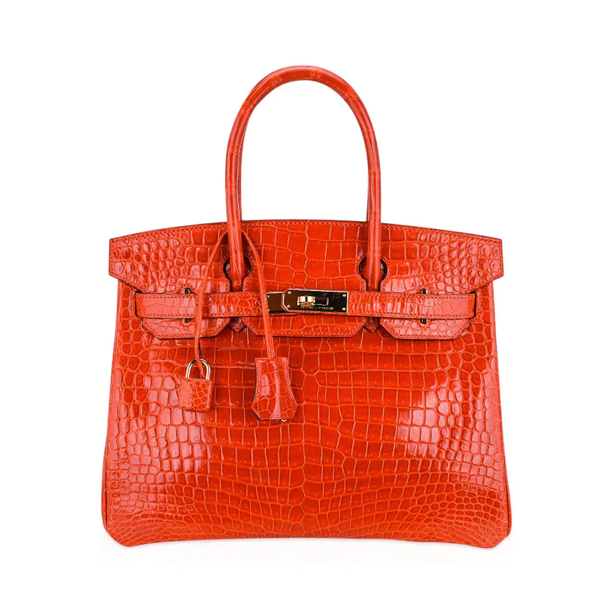 👜Birkin 30 Bag Orange Poppy Porosus Crocodile with Gold Hardware