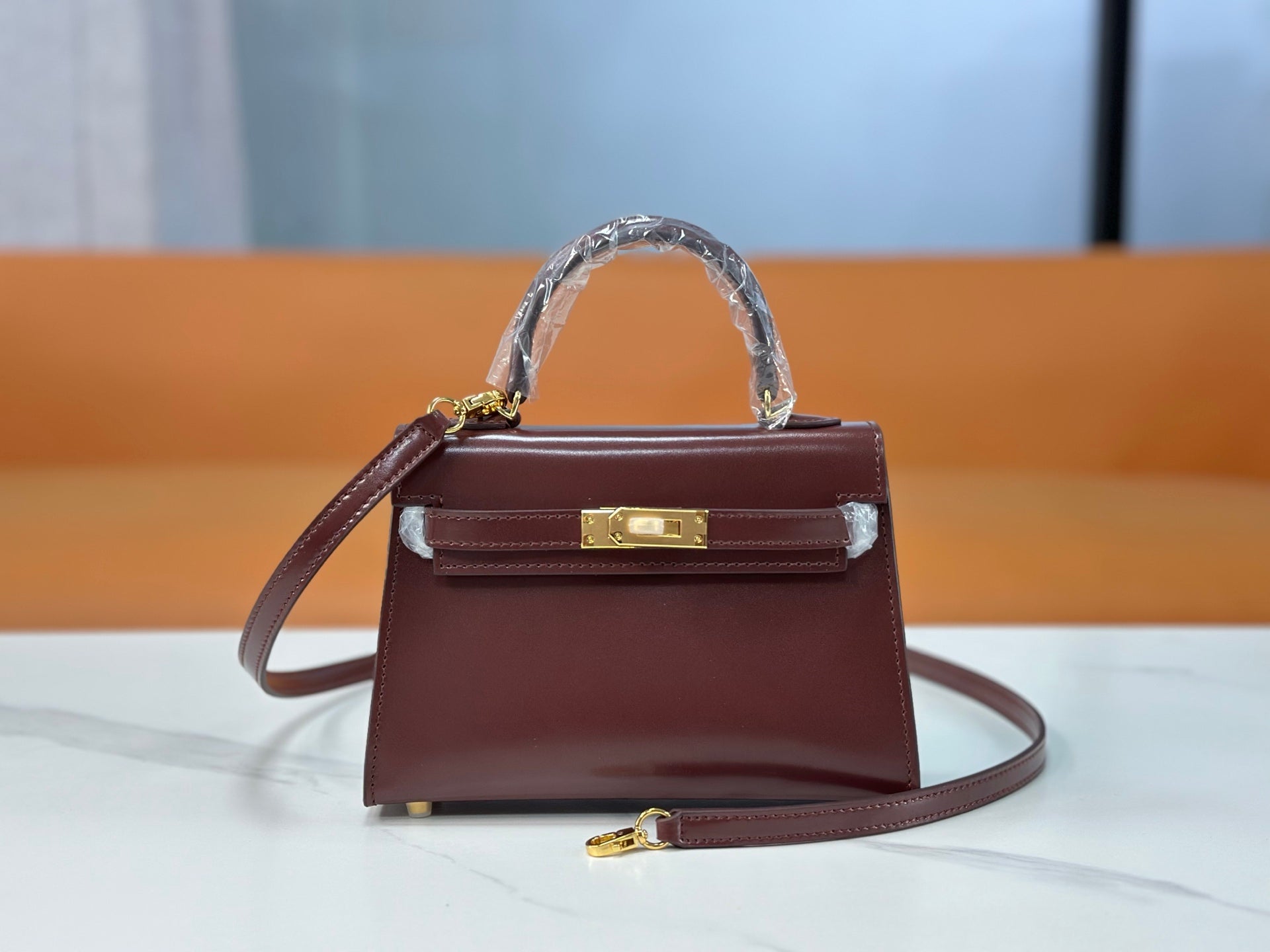 Kelly Sellier 19cm & 22cm & 25cm Rouge H Box Calf Leather Gold Hardware & Palladium Hardware Women Handbag