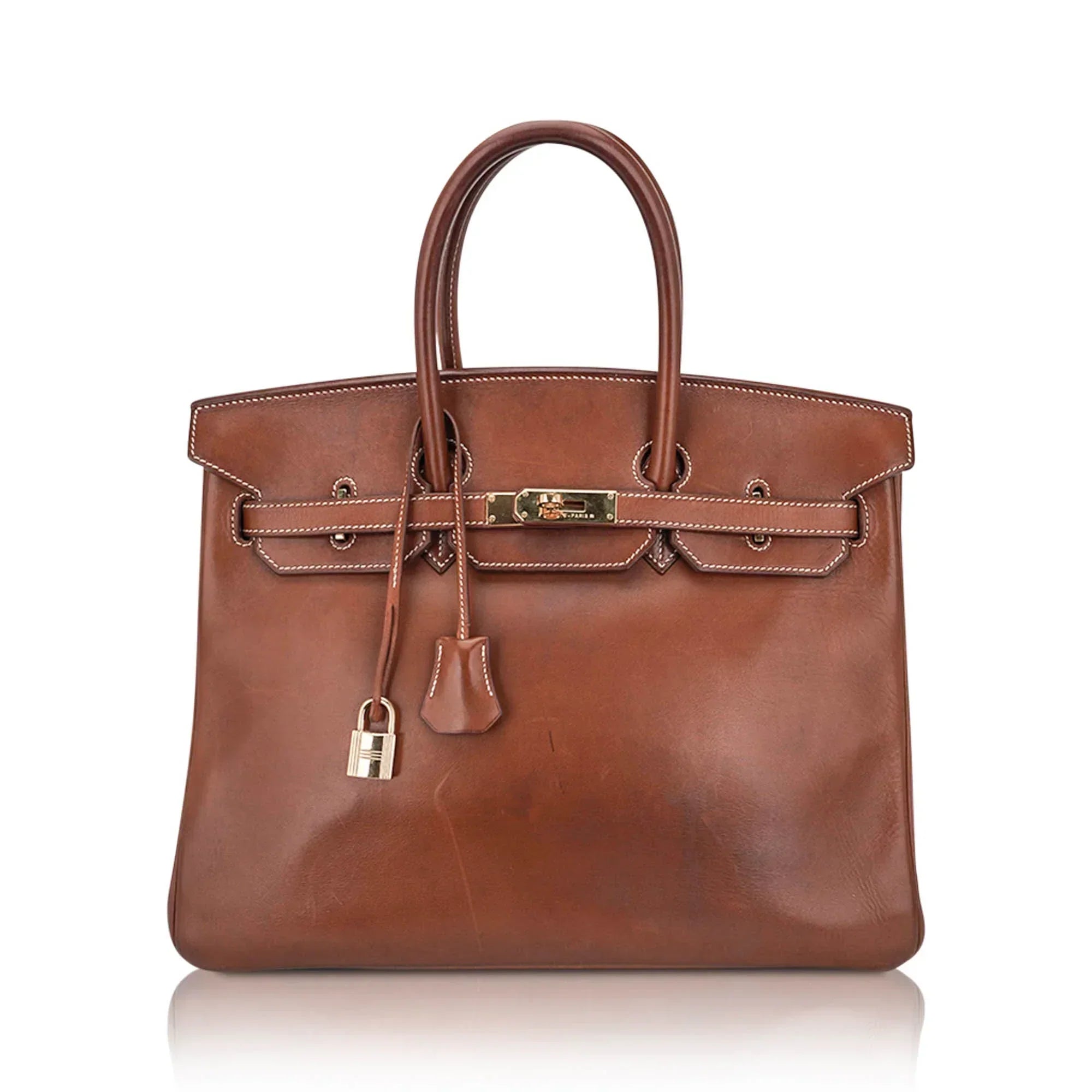 👜Vintage Limited Edition Birkin 35 Bag Fauve Barenia Leather with Gold Hardware