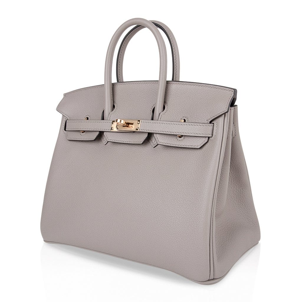 👜Birkin 25 Bag Gris Asphalte Novillo Leather Gold Hardware