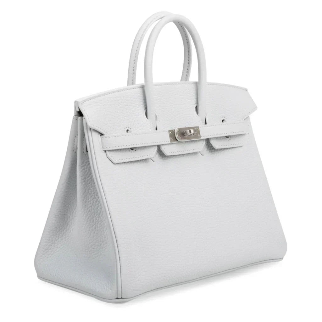 👜Birkin 25 Bag HSS White Clemence Trench Interior Brushed Palladium Hardware