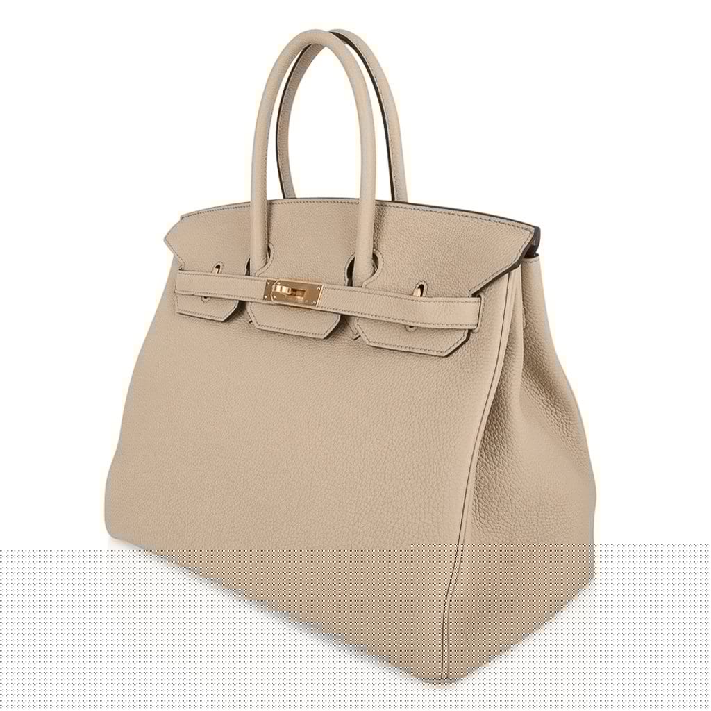 👜Birkin 35 HSS Bi-Color Bag Trench / Rose Jaipur Brushed Gold Hardware