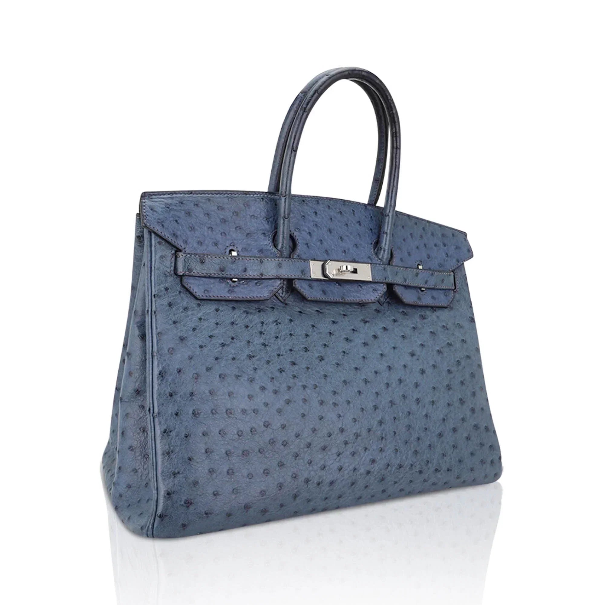 👜Birkin Vintage 35 Bag Blue Roi Ostrich Palladium Hardware