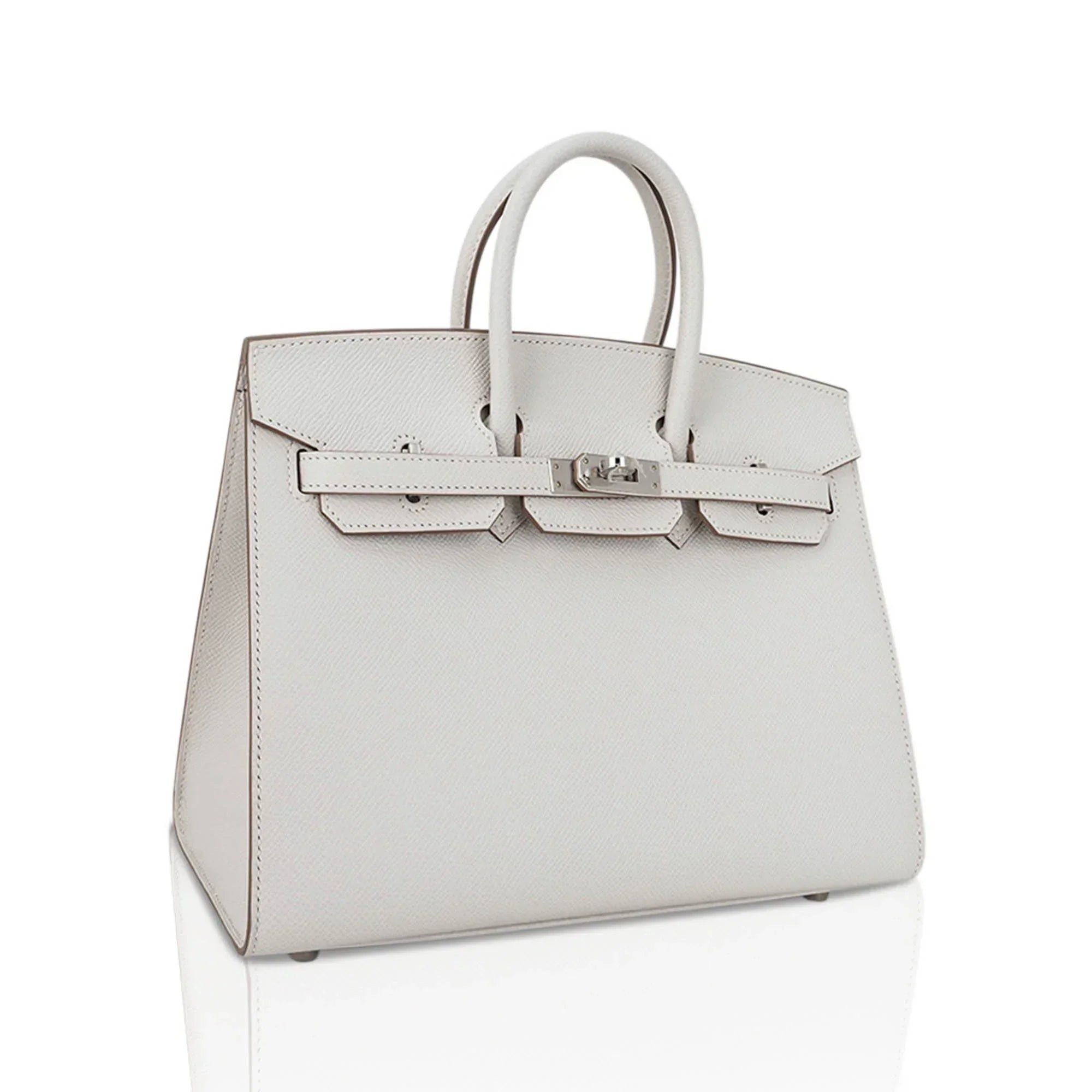 👜Birkin Sellier 25 Bag Gris Pale Epsom Leather with Palladium Hardware