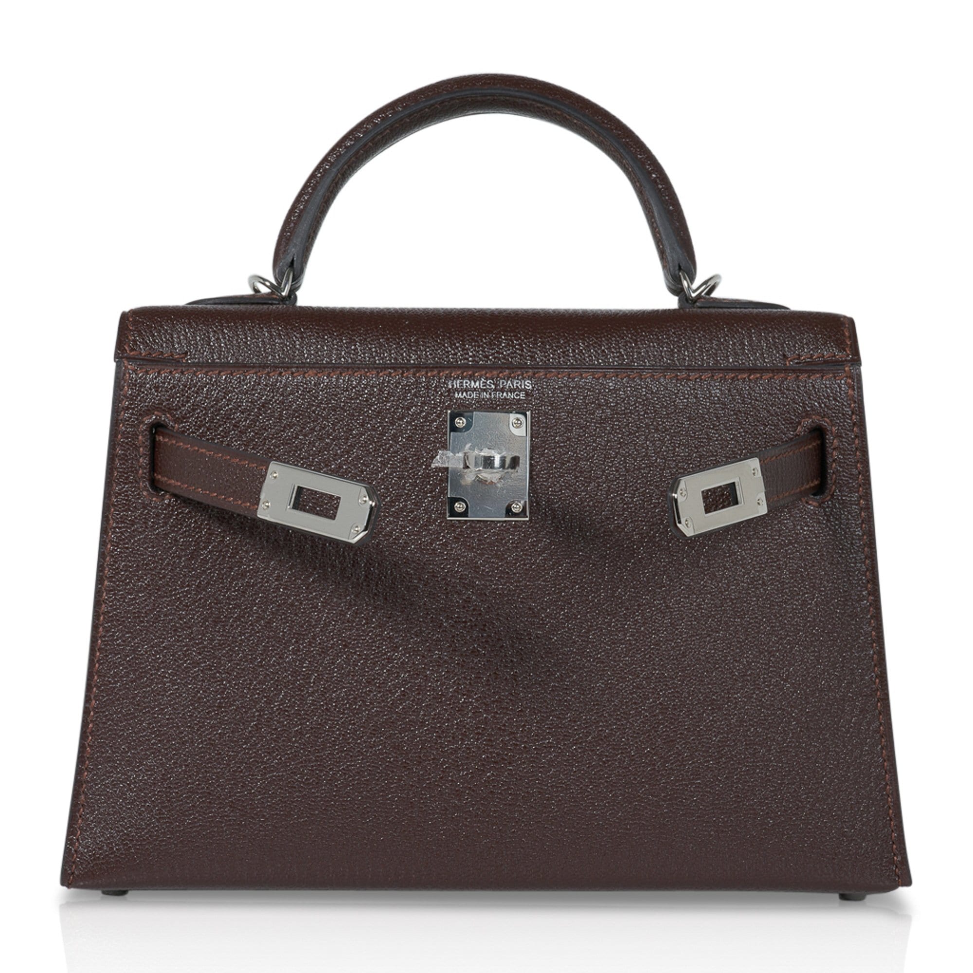 👜Kelly 20 Bi-Color Mini Sellier Bag Havane / Etrusque Chevre Palladium