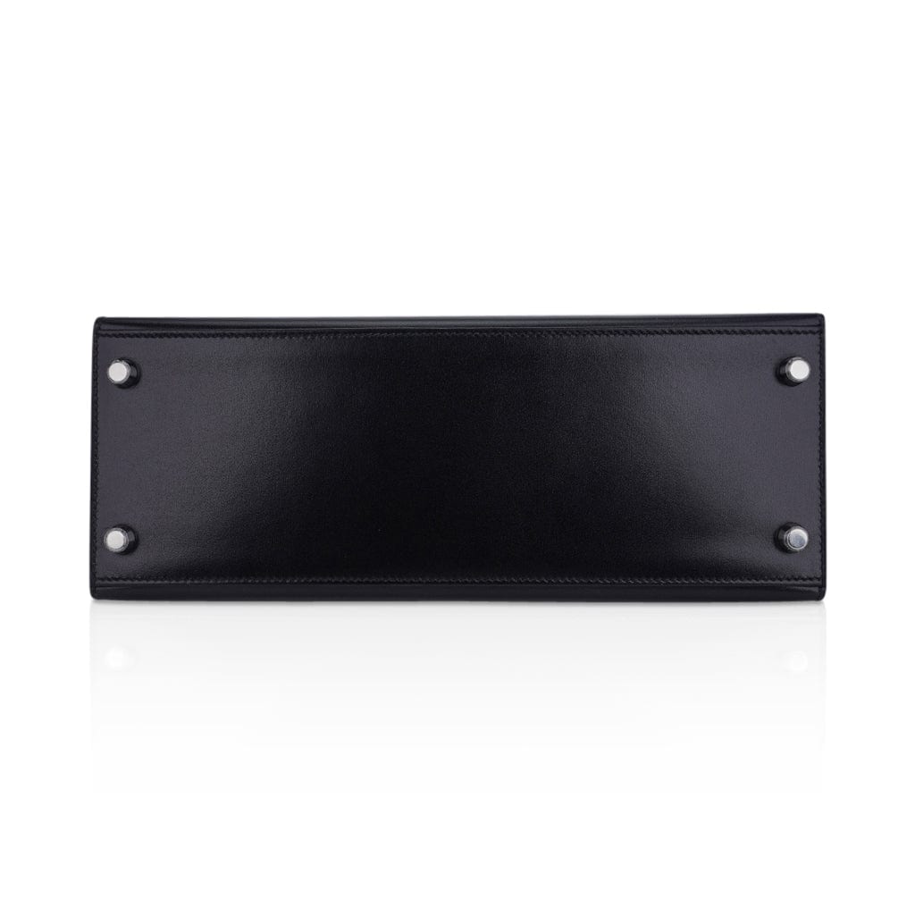 👜Kelly 28 Sellier Bag Black Box Leather with Palladium Hardware
