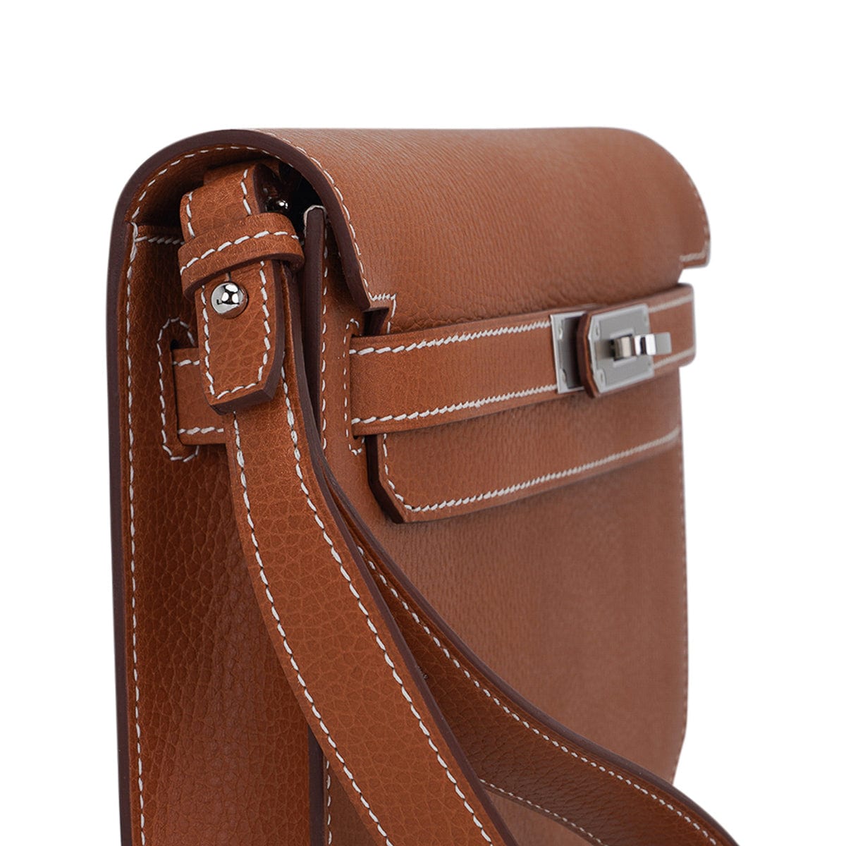 👜Kelly Depeches 25 Pouch Fauve Galop D’Vache Palladium Hardware