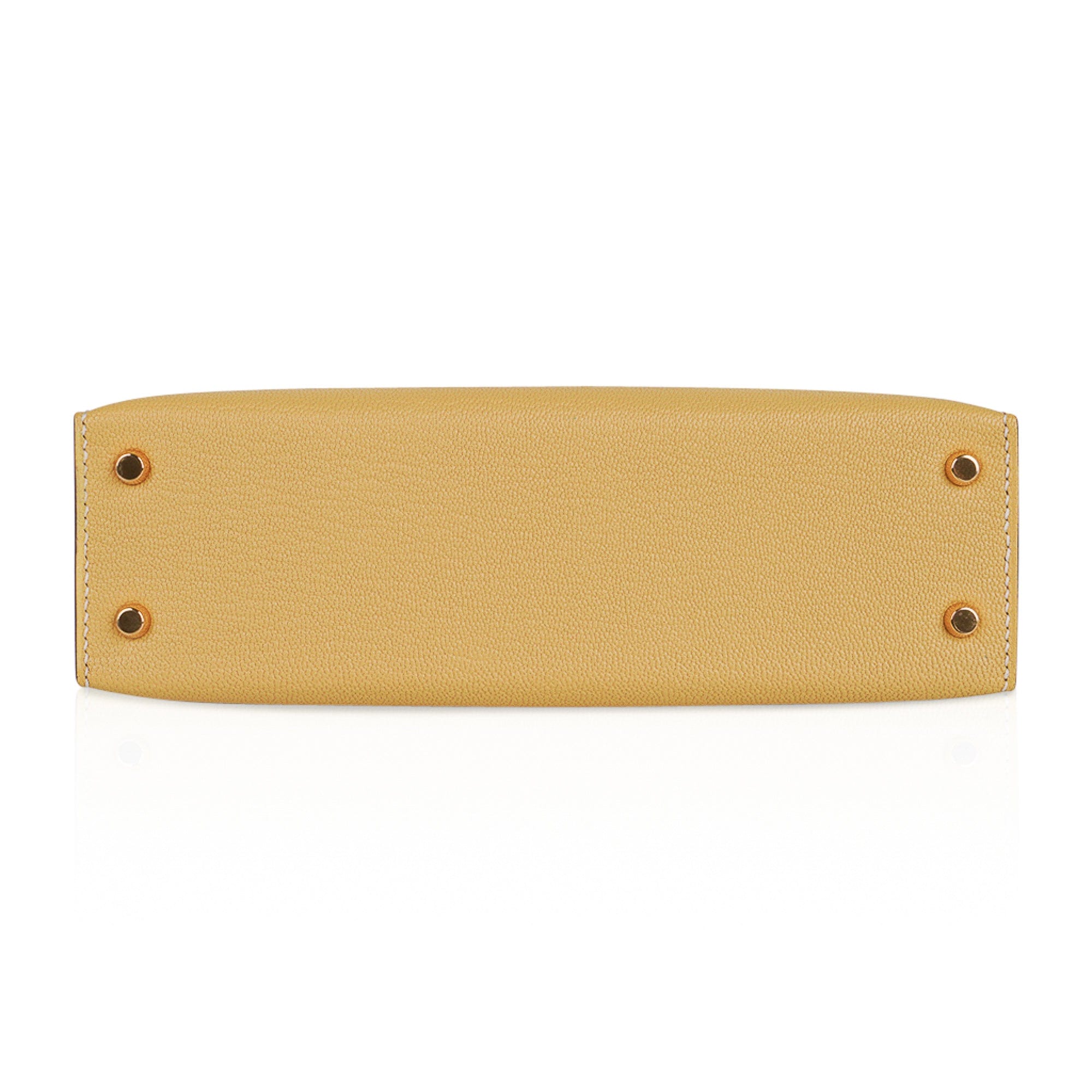 👜Mini Kelly 20 Sellier Jaune Foin Bag Chevre Gold