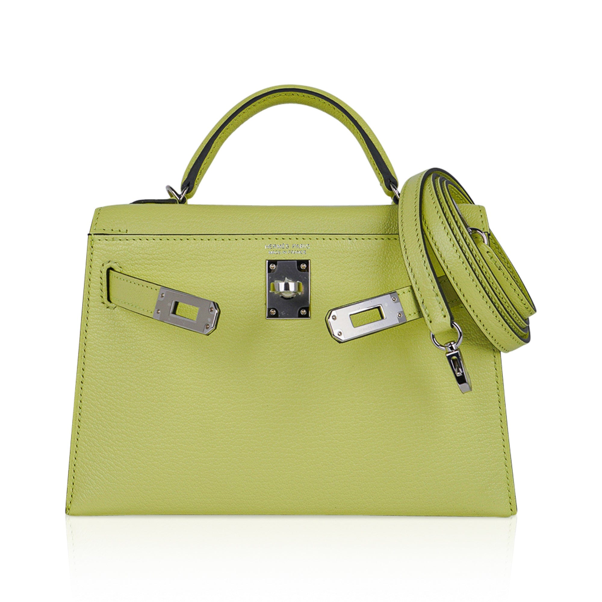 👜Mini Kelly 20 Bag Sellier Jaune Bourgeon Chevre Leather with Palladium Hardware