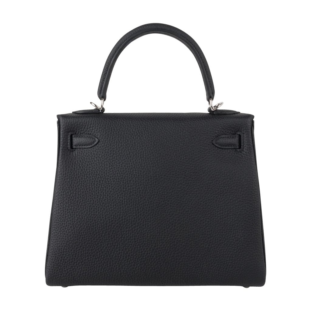 👜Kelly 25 Bag Black Togo Palladium Hardware (Retourne)