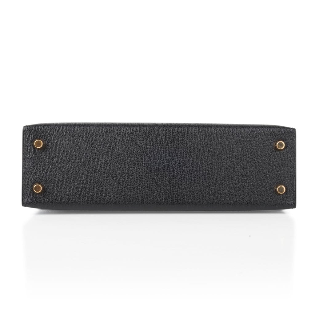 👜Kelly 20 Mini Kelly II Sellier Bag Black Chevre Gold Hardware Limited Edition