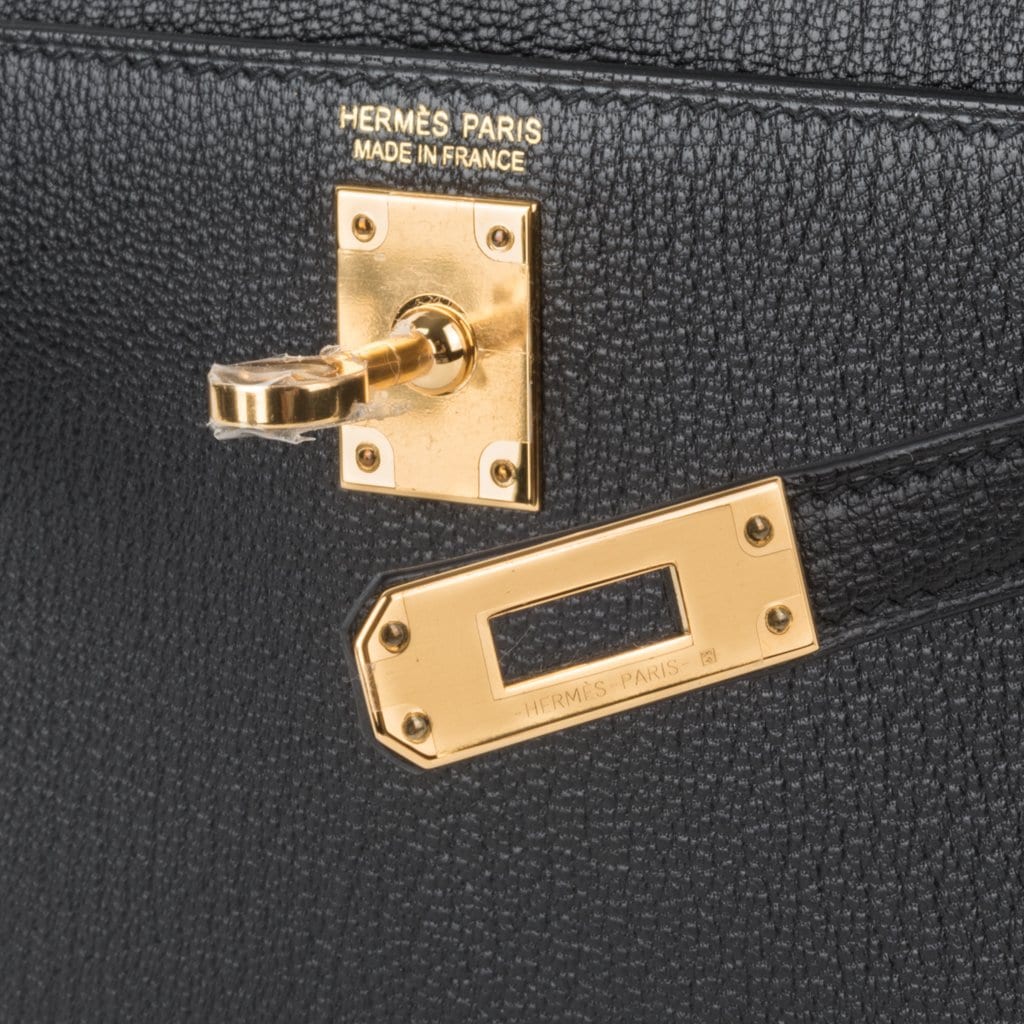 👜Kelly 20 Mini Kelly II Sellier Bag Black Chevre Gold Hardware Limited Edition