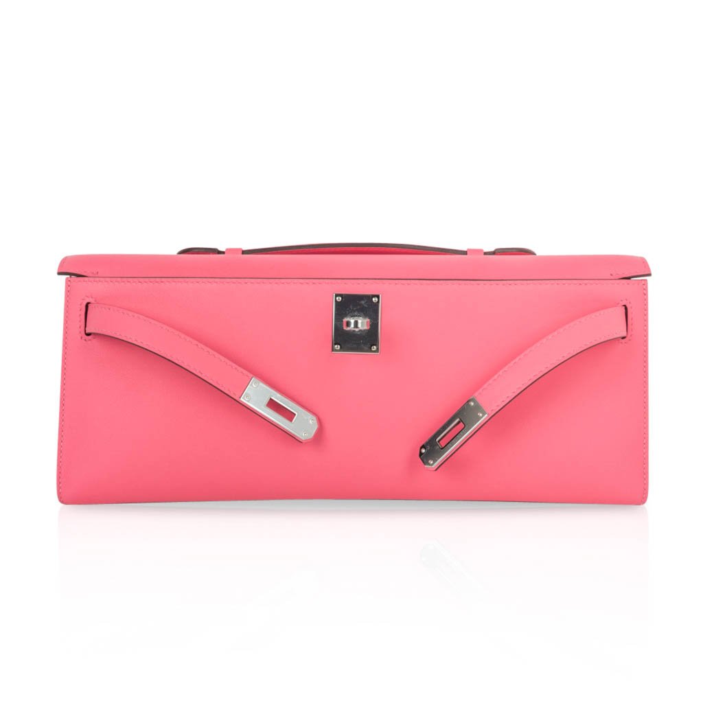 👜Kelly Cut Bag Pink Rose Azalee Swift with Palladium Hardware