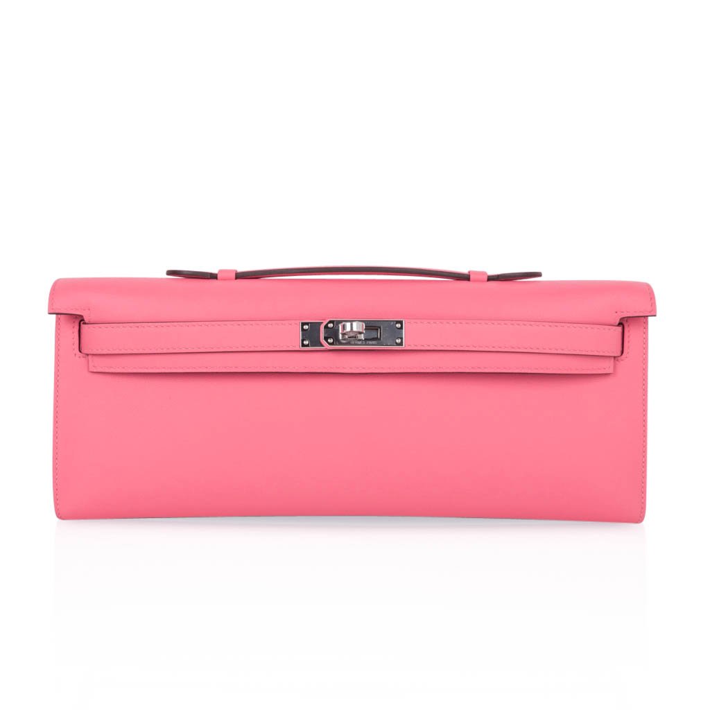 👜Kelly Cut Bag Pink Rose Azalee Swift with Palladium Hardware