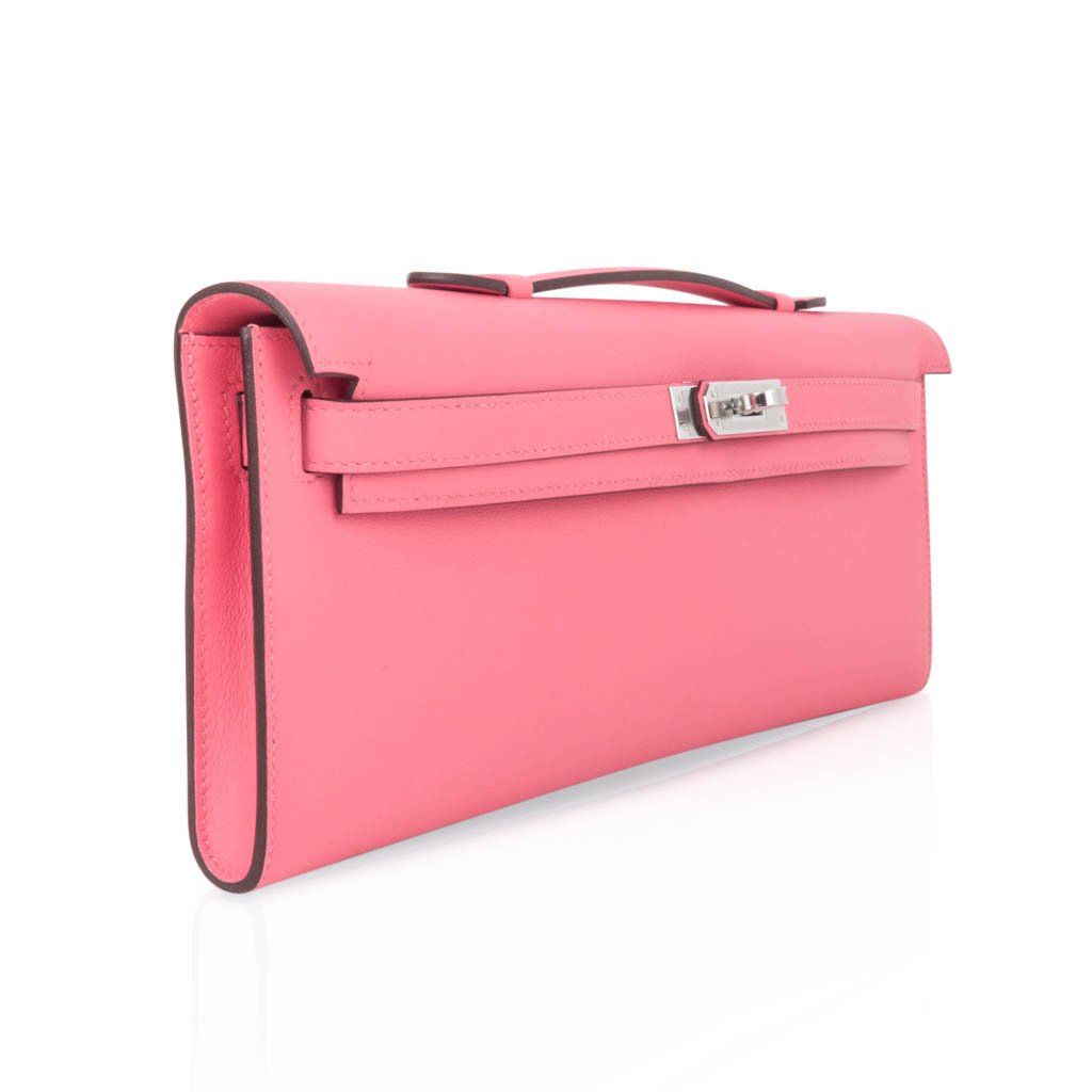 👜Kelly Cut Bag Pink Rose Azalee Swift with Palladium Hardware