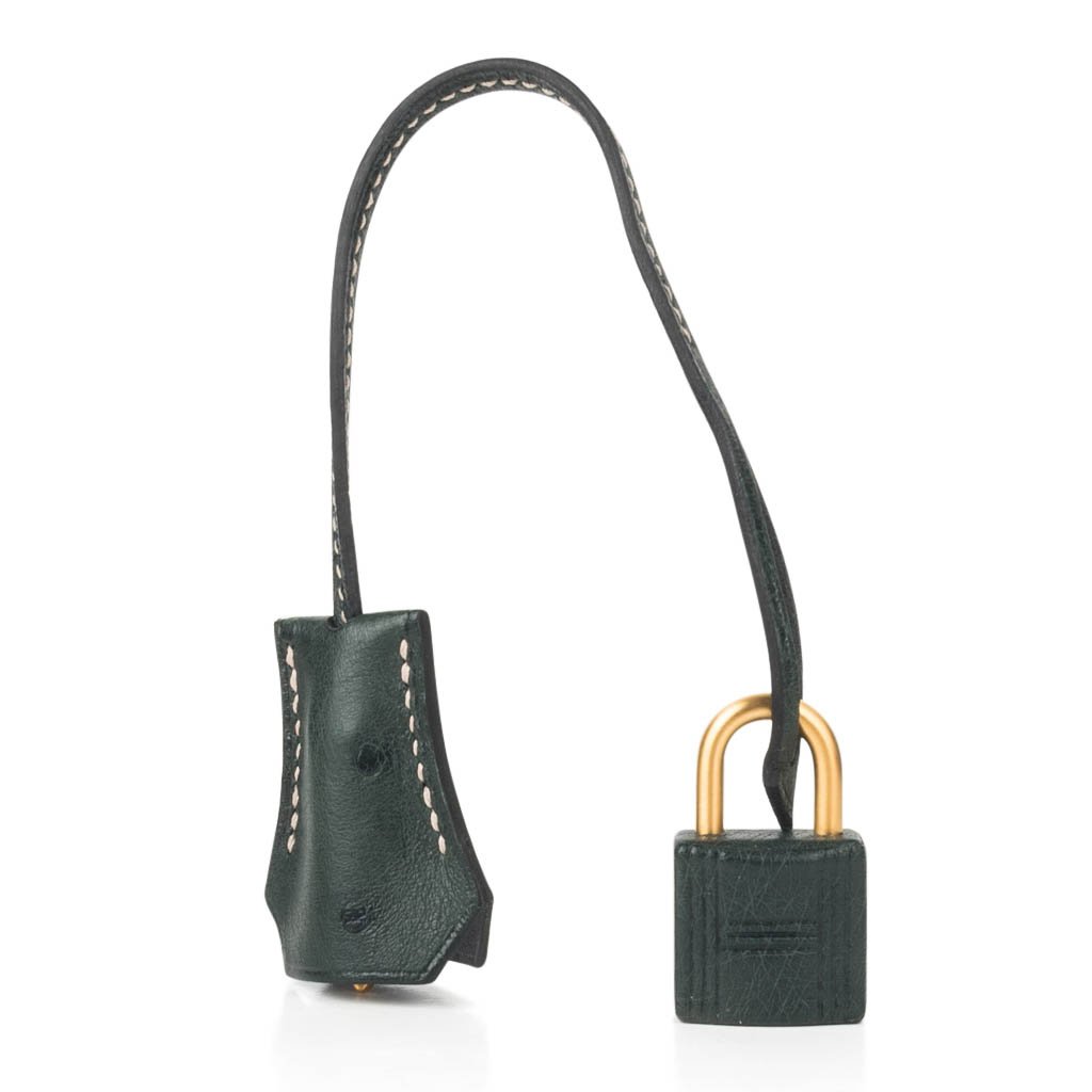 👜Kelly Sellier 28 HSS Bag Gris Agate / Vert Titien Ostrich Gold Hardware