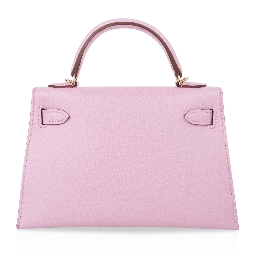 👜Kelly 20 Mini Sellier Bag Mauve Sylvestre Epsom Permabrass Hardware