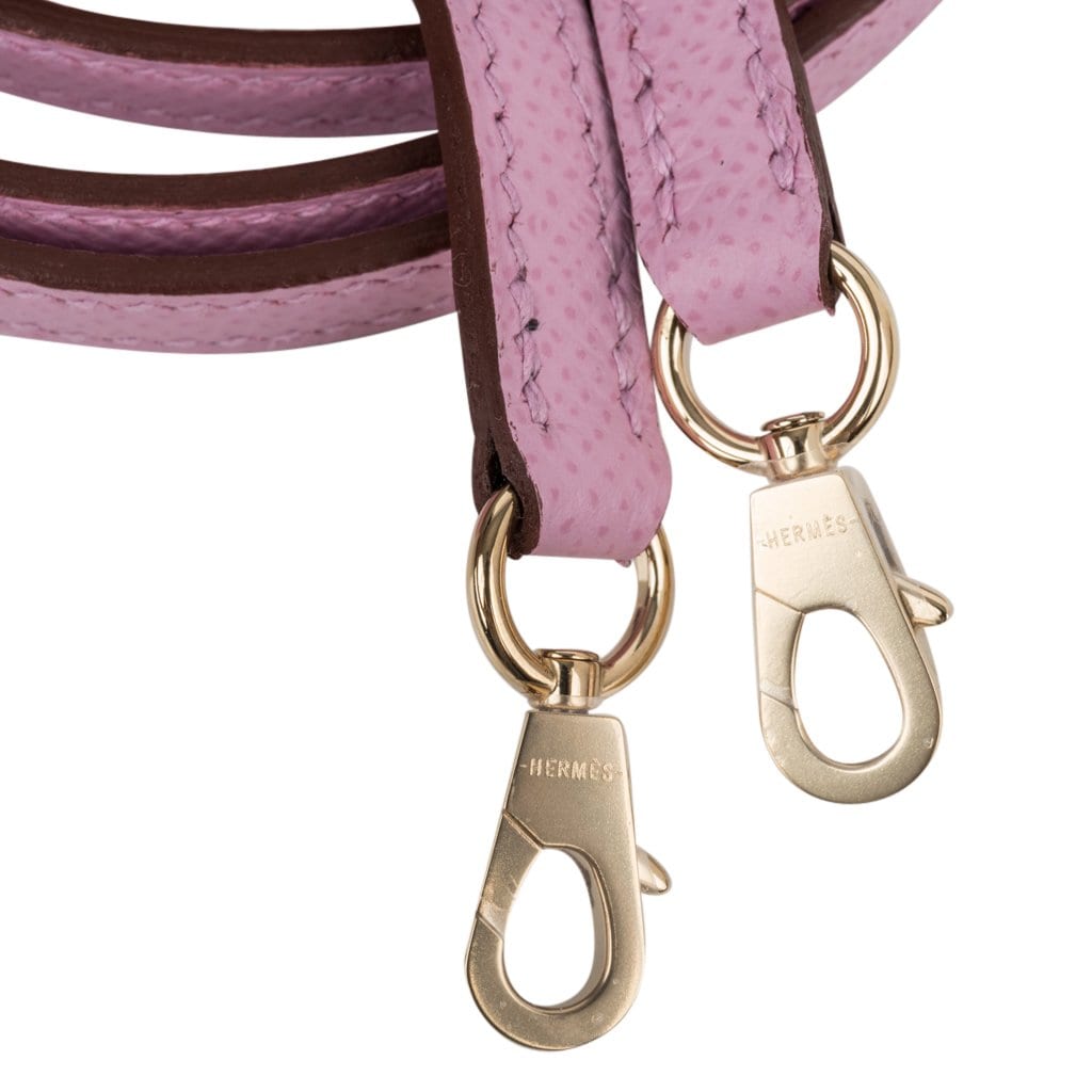 👜Kelly 20 Mini Sellier Bag Mauve Sylvestre Epsom Permabrass Hardware