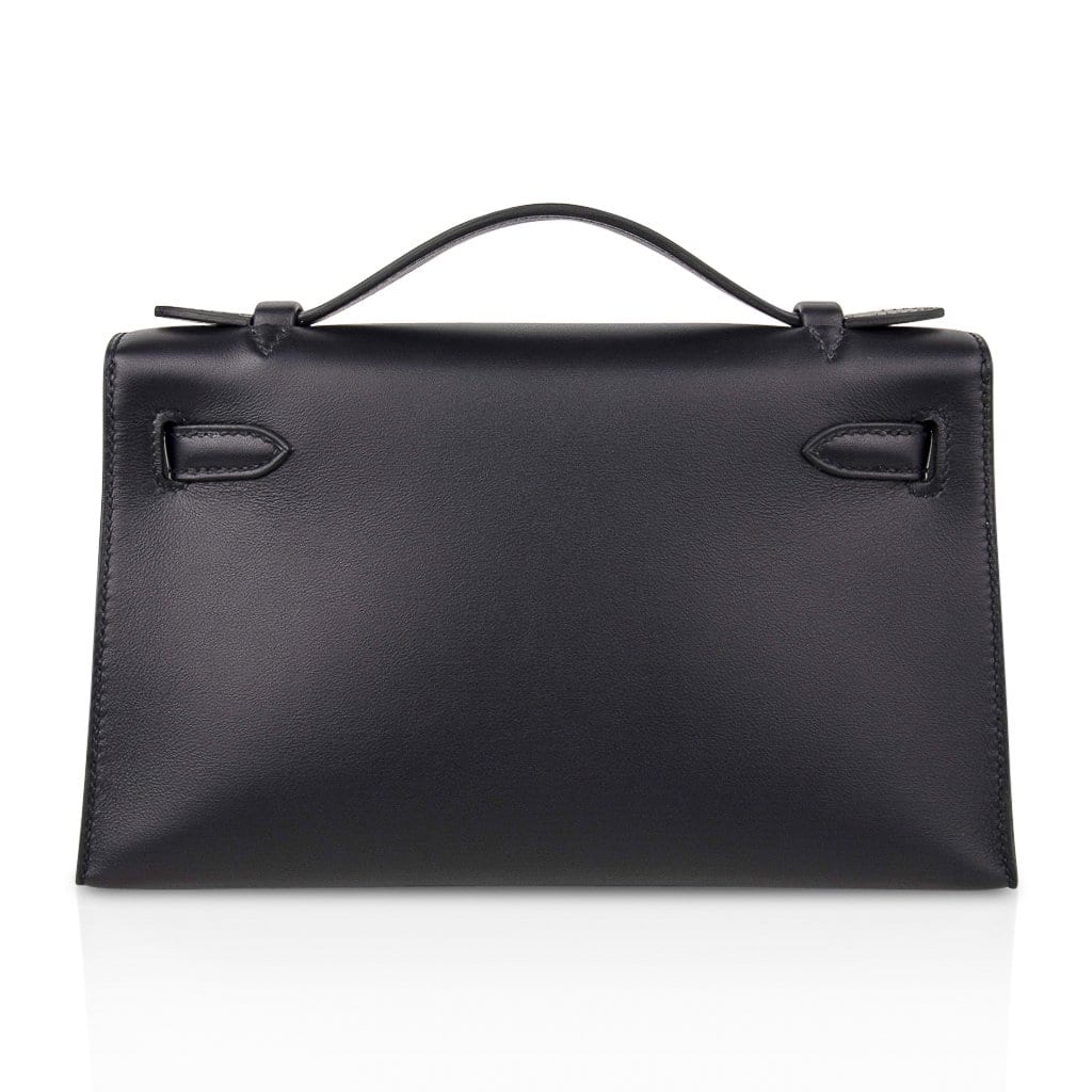 👜Kelly Pochette Bag Black Swift Leather with Gold Hardware