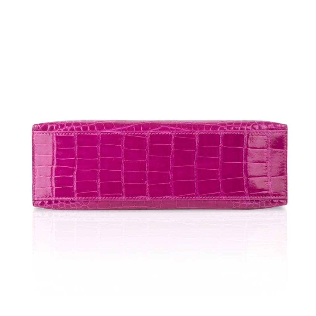 👜Kelly Pochette Clutch Bag Rose Scheherazade Pink Alligator Gold Hardware