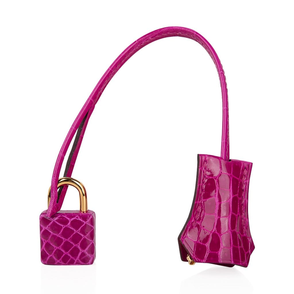 👜Kelly 28 Sellier Bag Rose Scheherazade Crocodile Gold Hardware