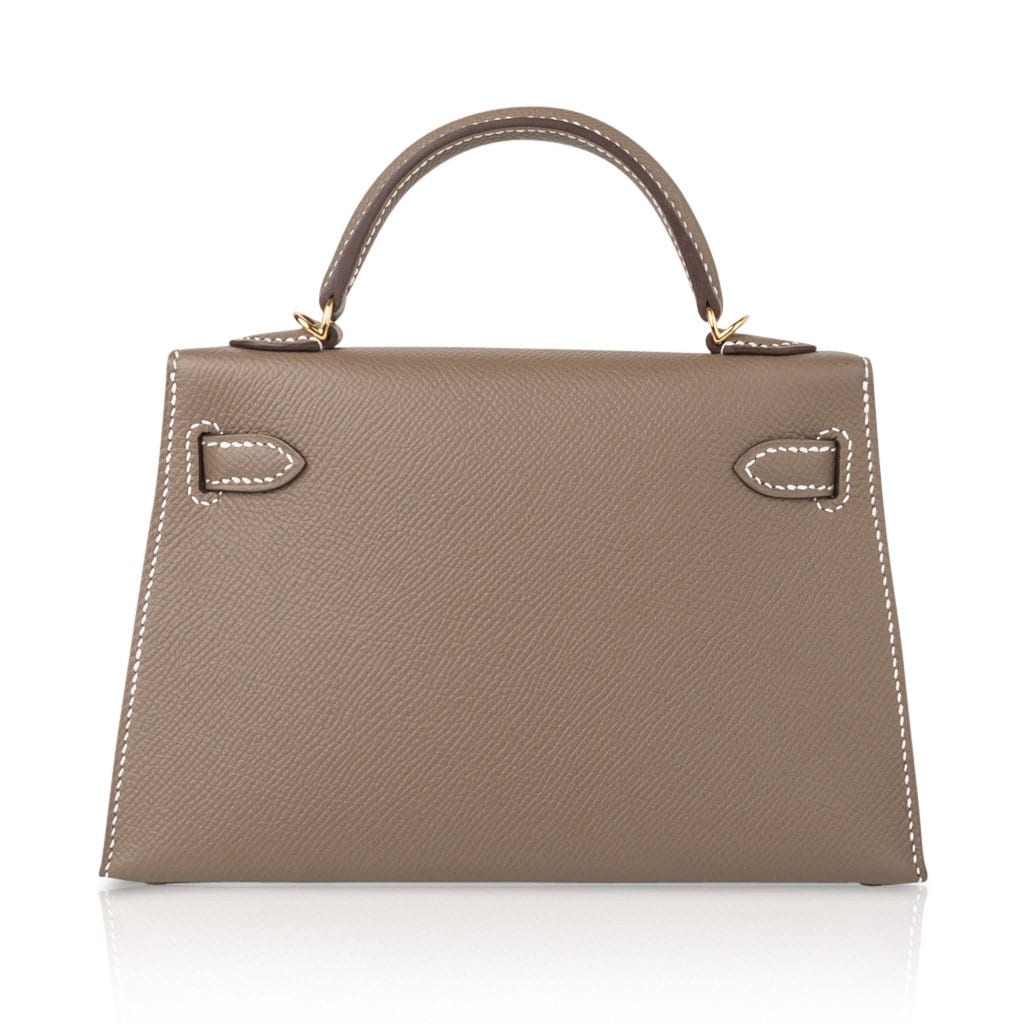 👜Kelly 20 Mini Sellier Bag Etoupe Limited Edition Epsom Gold Hardware
