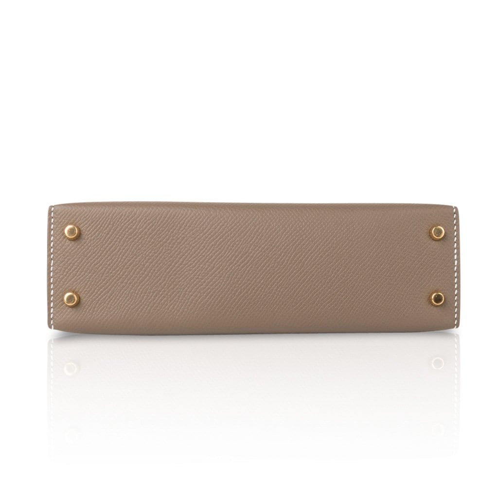 👜Kelly 20 Mini Sellier Bag Etoupe Limited Edition Epsom Gold Hardware