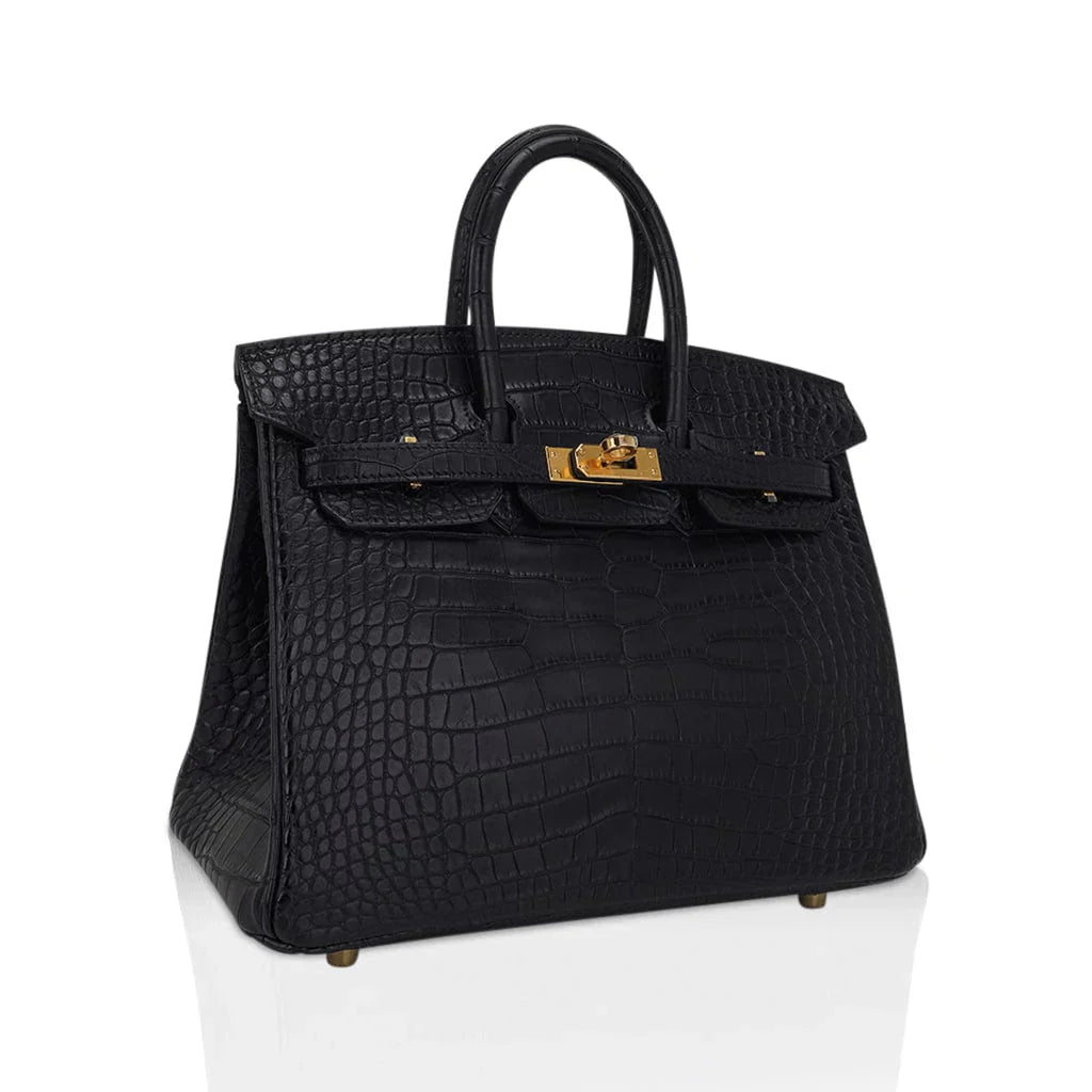 👜Birkin 25 Bag Black Matte Alligator with Gold Hardware