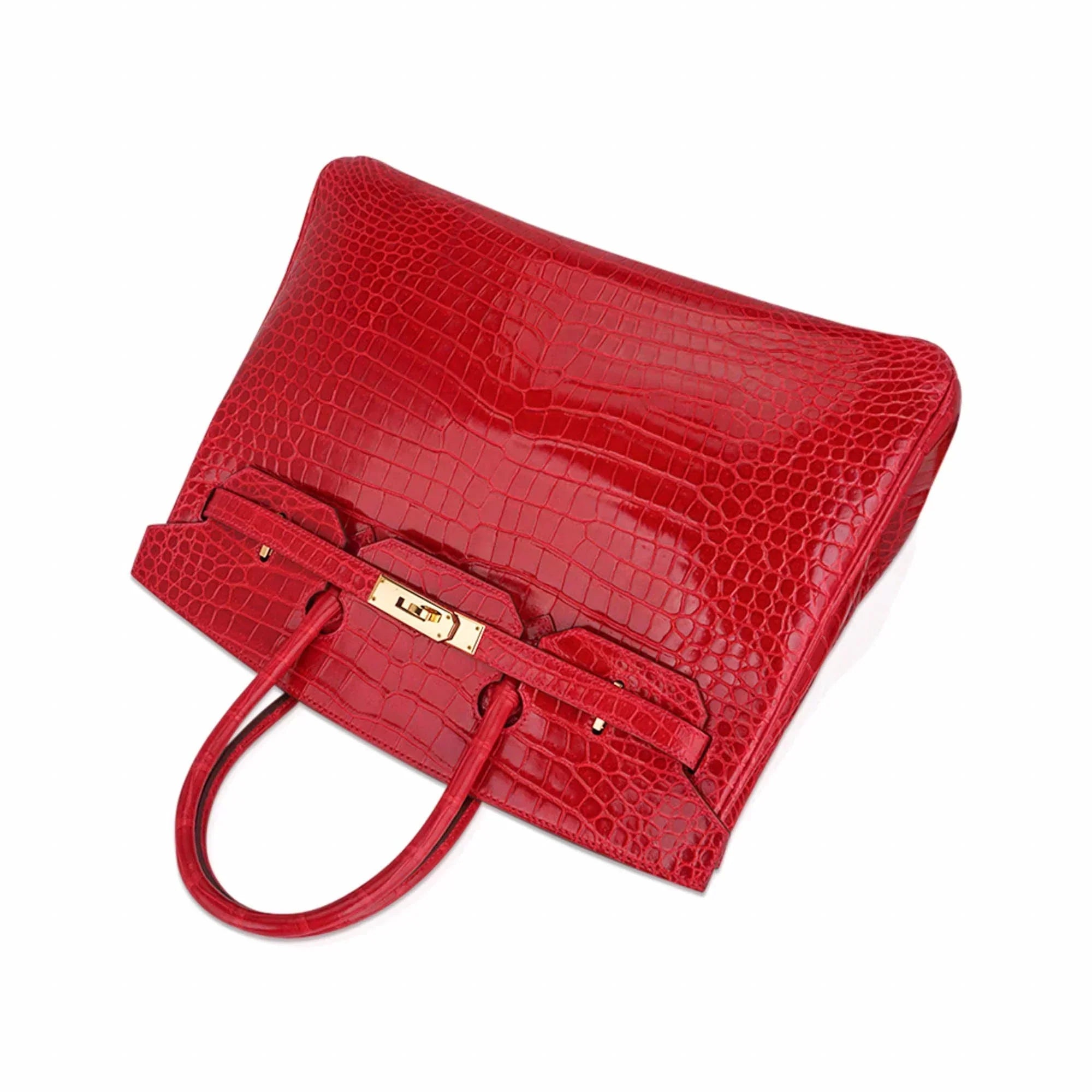 👜Birkin 35 Bag Braise Porosus Crocodile with Gold Hardware