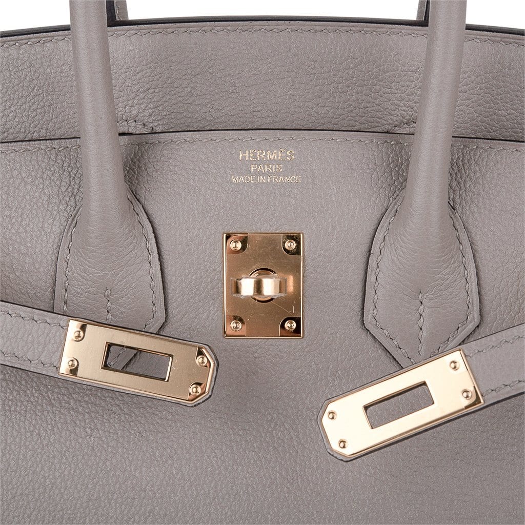 👜Birkin 25 Bag Gris Asphalte Novillo Leather Gold Hardware