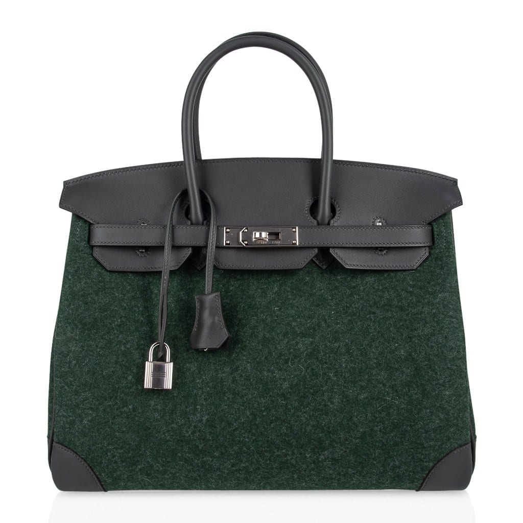 👜Birkin 35 Limited Edition Bi-Color Vert Anglais Feutre Vert Cypress Swift