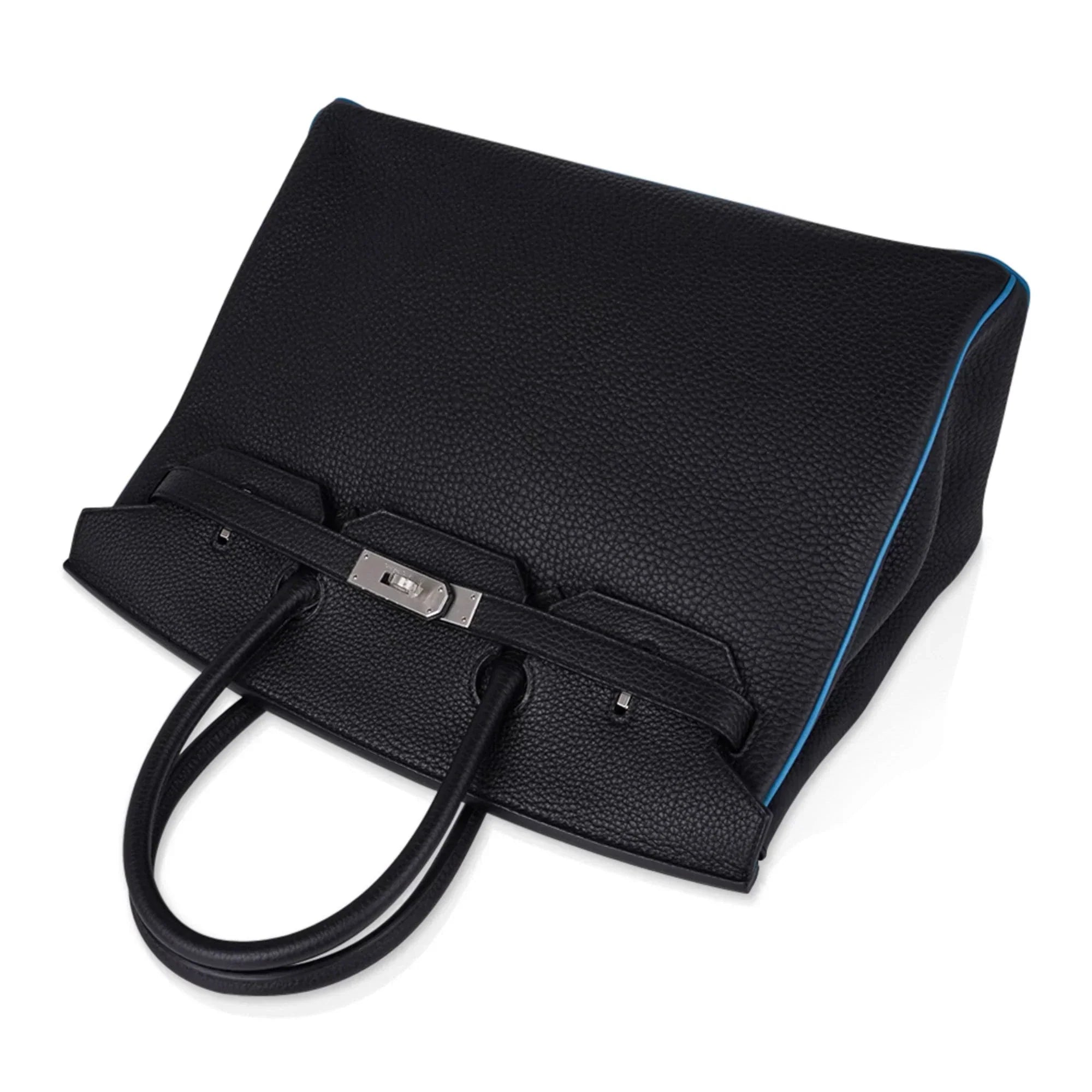 👜Special Order HSS Birkin 35 Bag Black Turquoise Togo Leather with Brushed Palladium Hardware