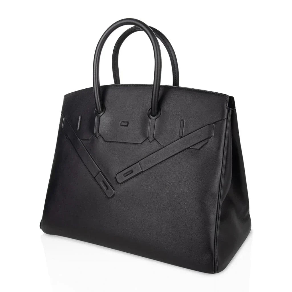 👜Shadow Birkin 35 Bag Limited Edition Black Swift Leather New