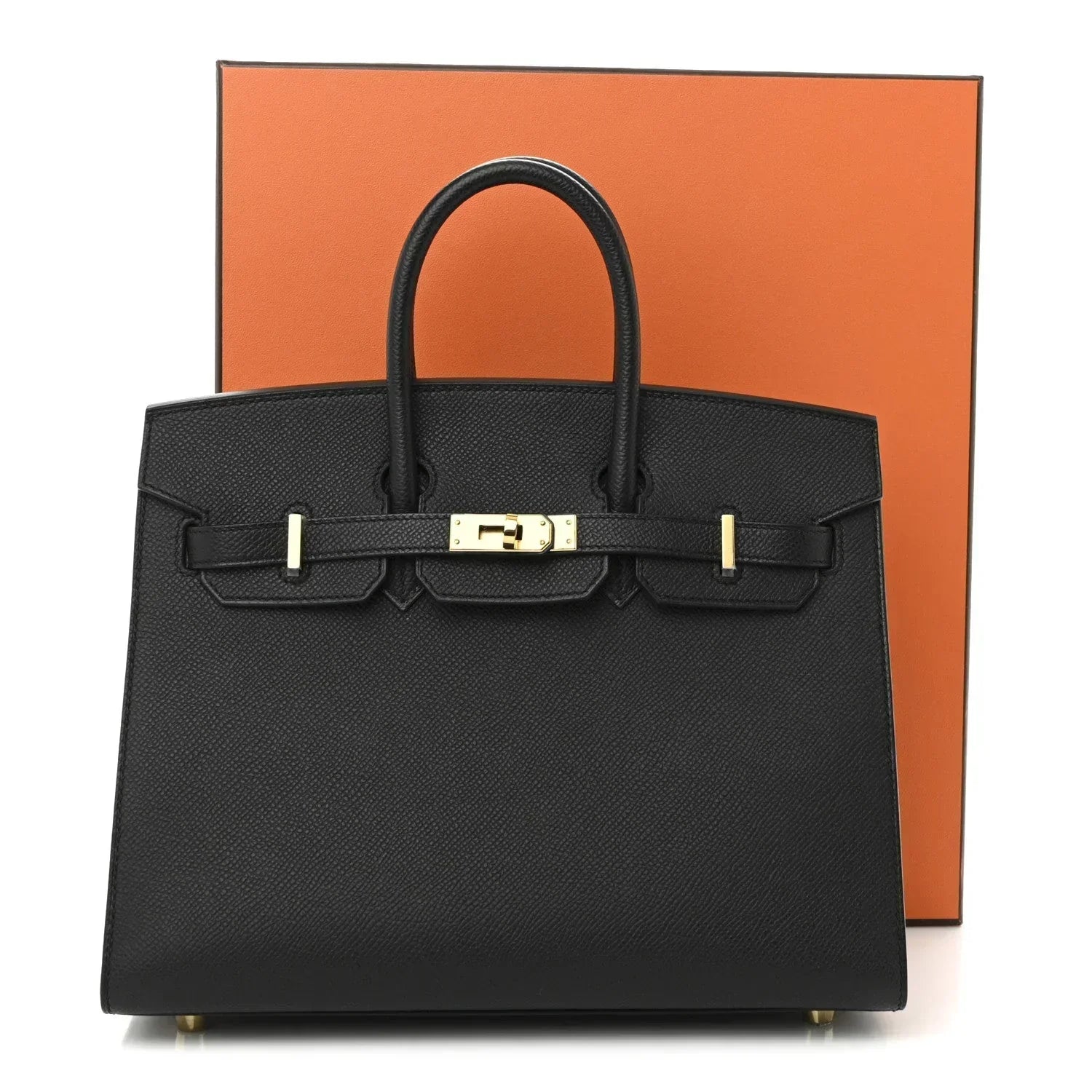 👜Birkin Sellier 25 Black Epsom Leather Gold Hardware