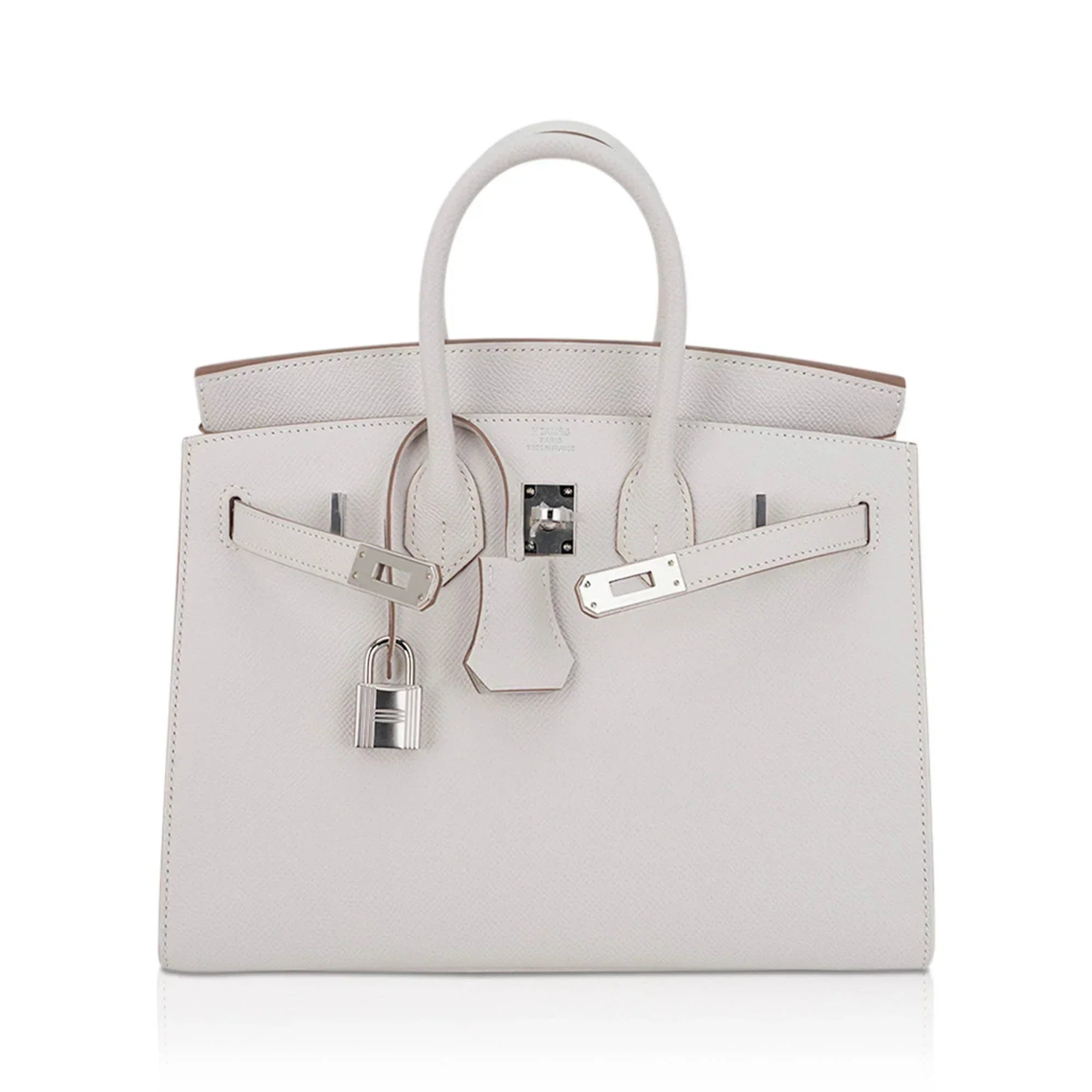 👜Birkin Sellier 25 Bag Gris Pale Epsom Leather with Palladium Hardware
