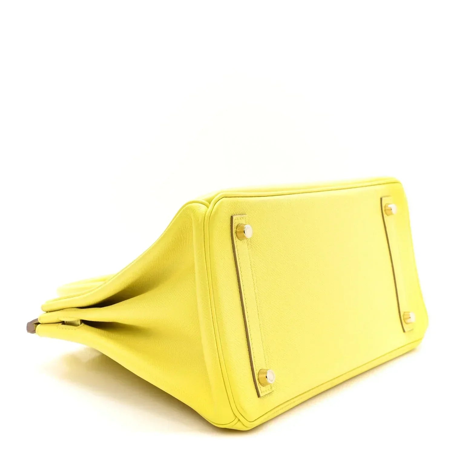 👜Birkin25 Sellier Jaune Milton Veau Epsom Silver Handbag