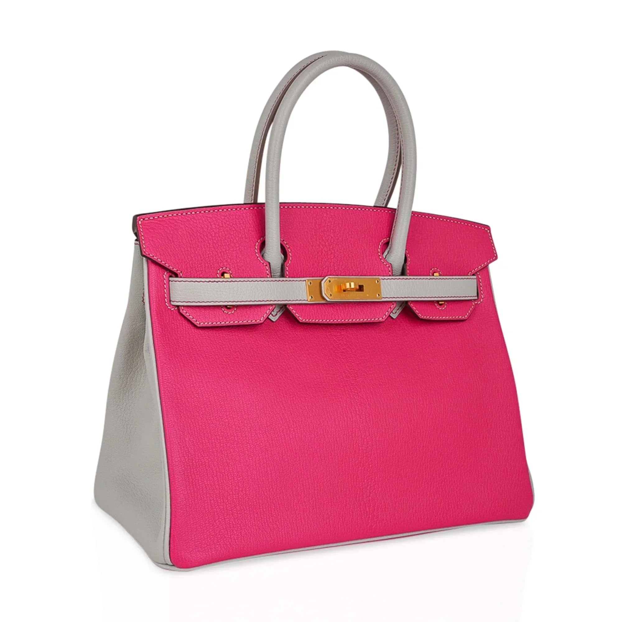 👜Special Order HSS Birkin 30 Bag Rose Shocking & Gris Perle Chevre Leather with Brushed Gold Hardware