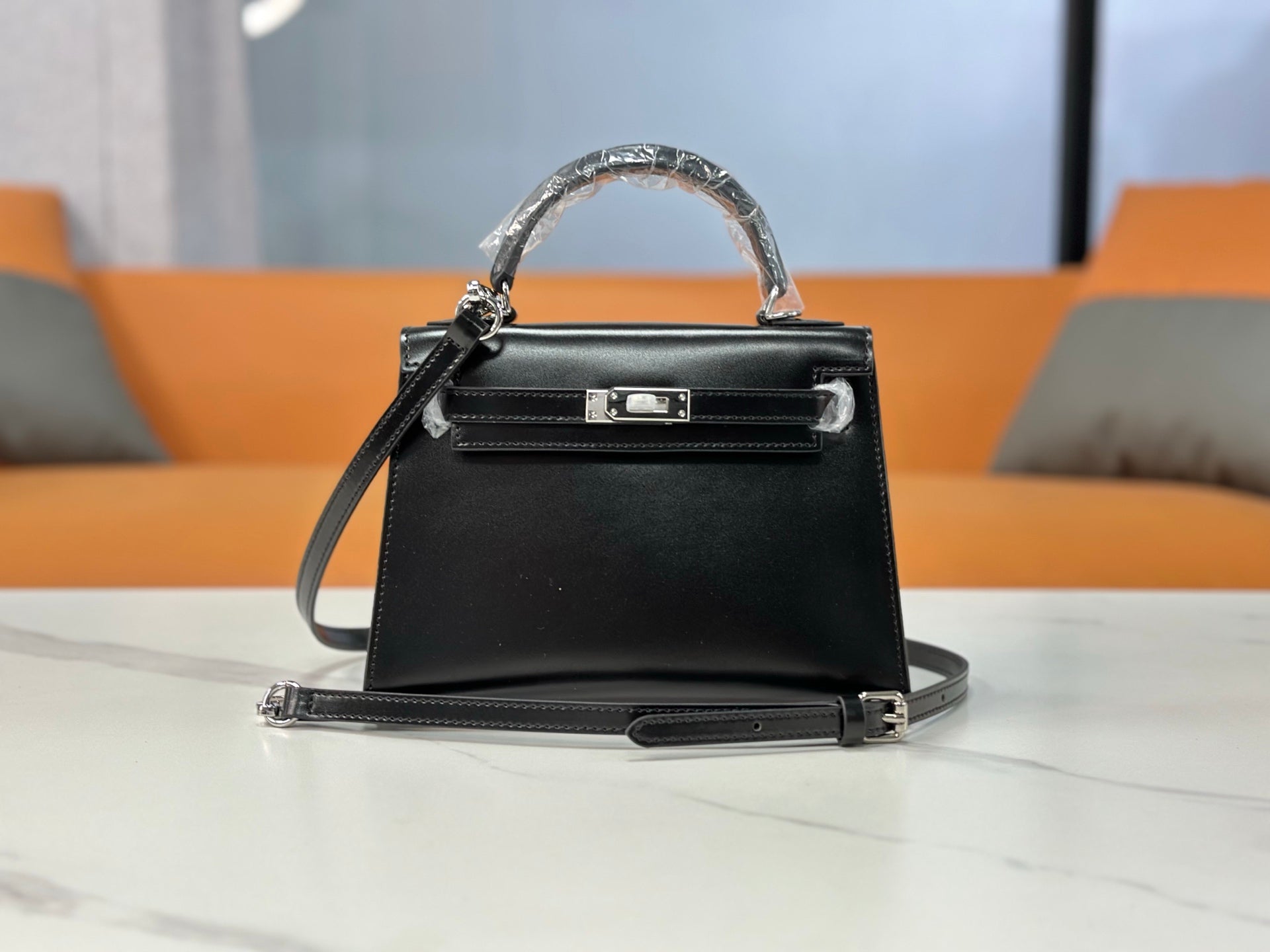 Kelly Sellier 19cm & 22cm & 25cm Noir Box Calf Leather Gold Hardware & Palladium Hardware Women Handbag