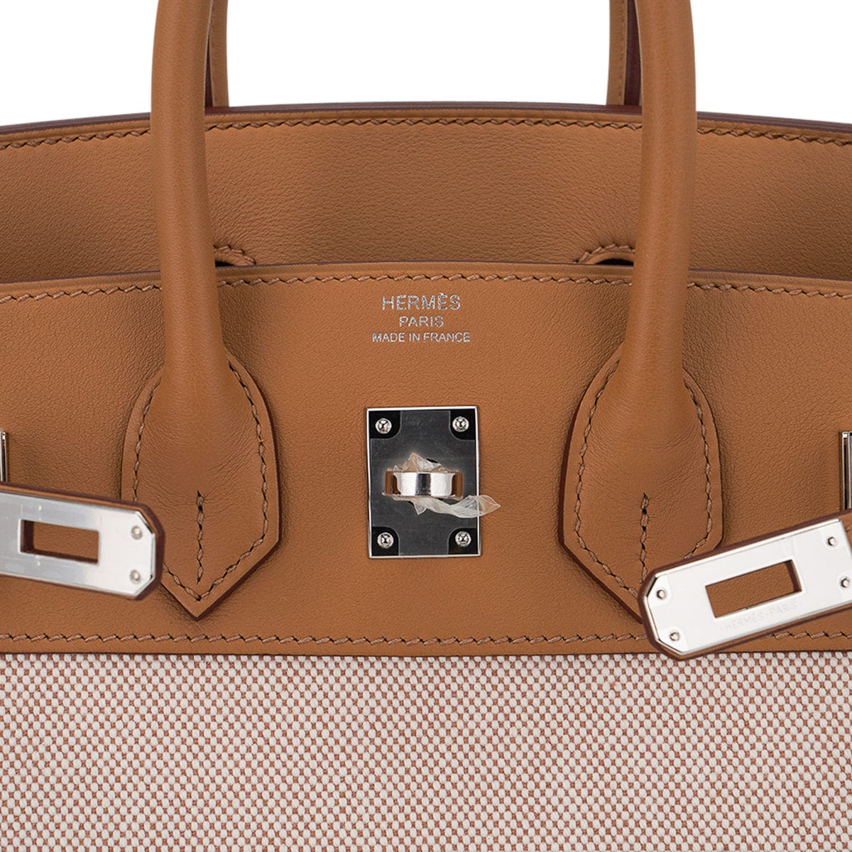 👜Limited Edition Birkin 25 Bag in Biscuit Swift Leather & Ecru Toile H with Palladium Hardware