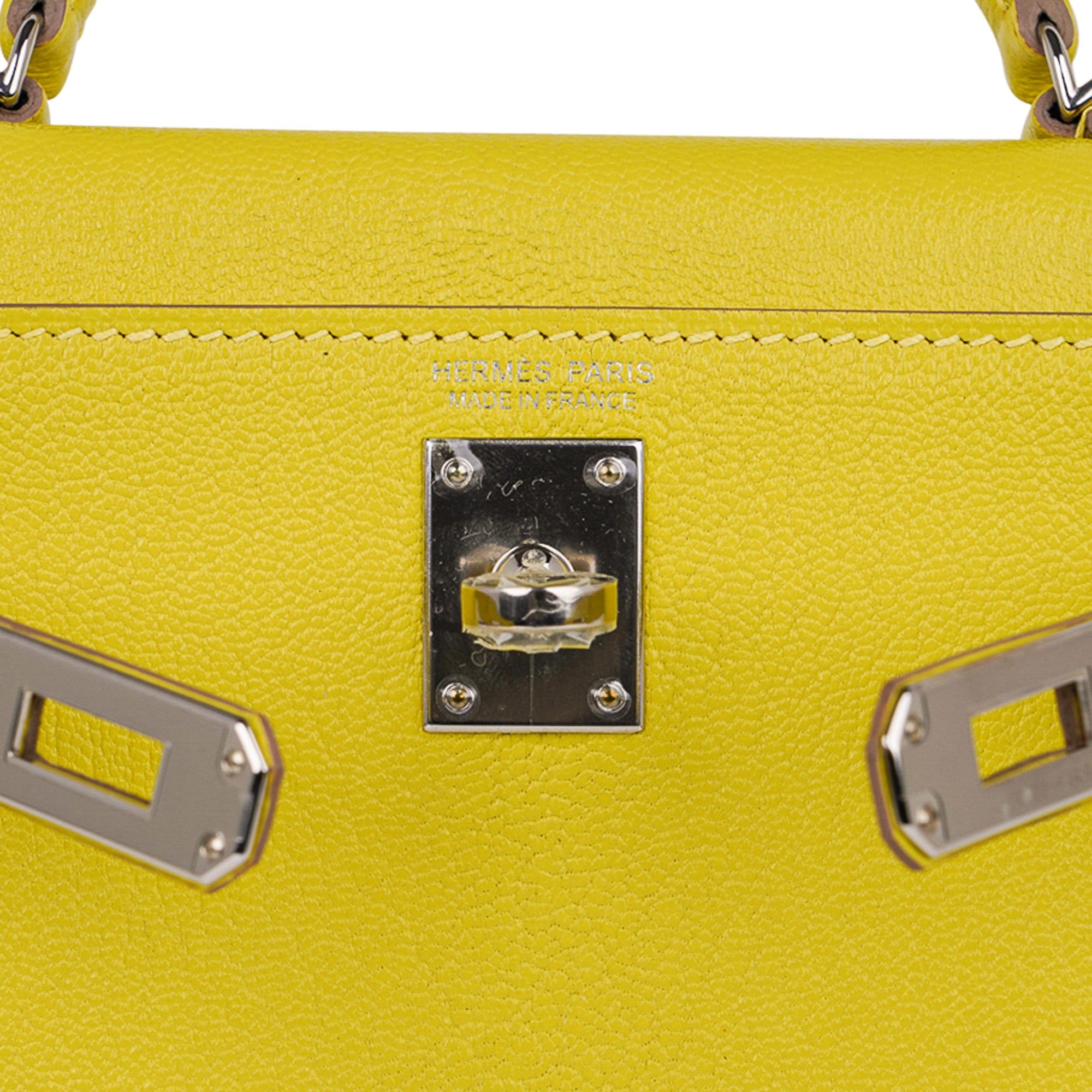 👜Kelly 20 Mini Sellier Bag Lime Chevre Leather Palladium New w/Box
