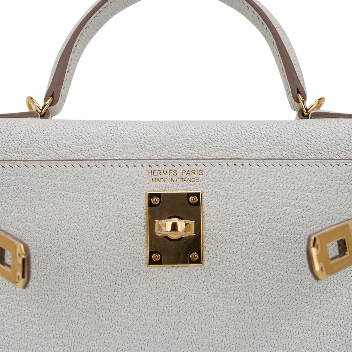 👜Mini Kelly 20 Bag Sellier Mushroom Chevre with Gold Hardware