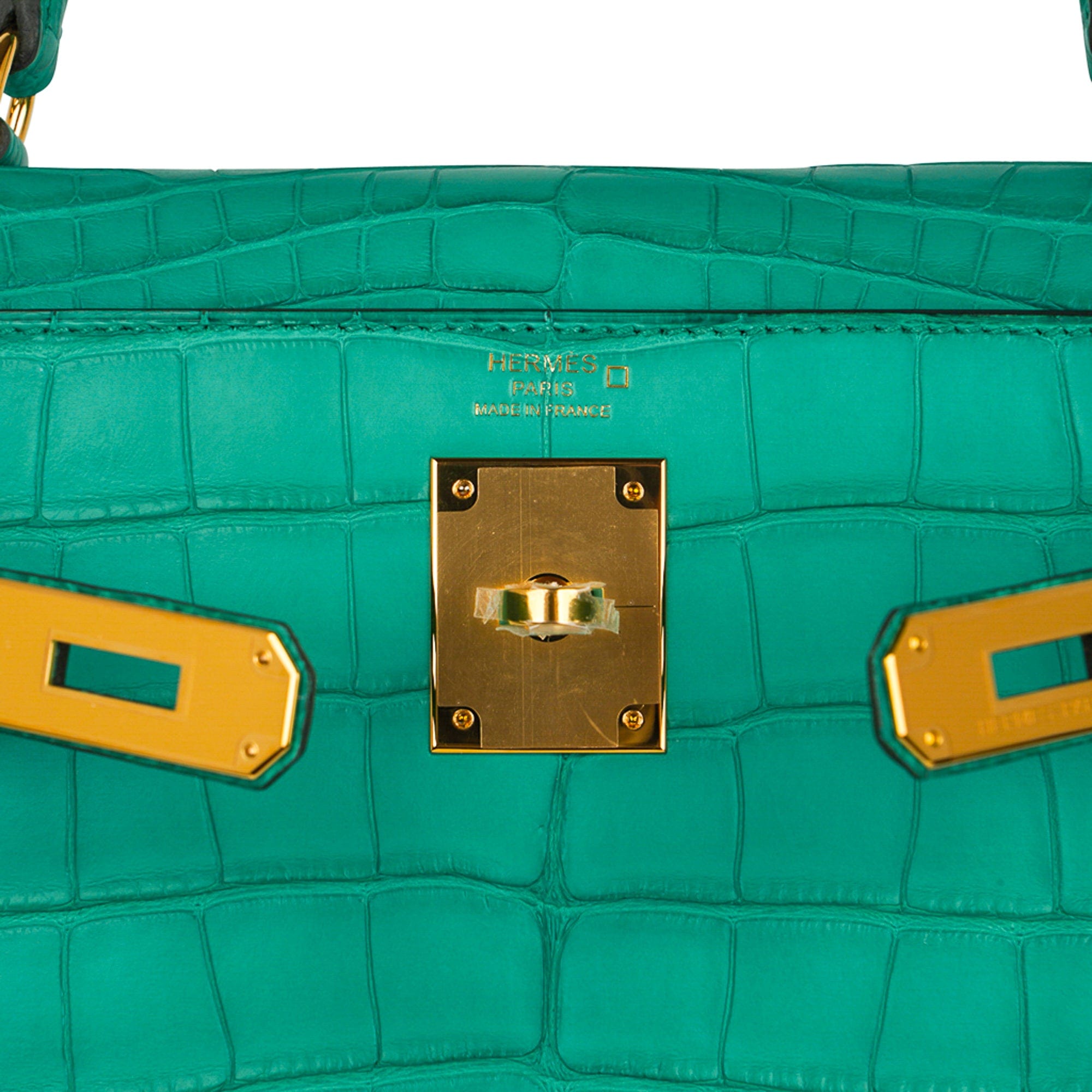 👜Kelly 28 Bag Vert Jade Matte Alligator Gold Hardware