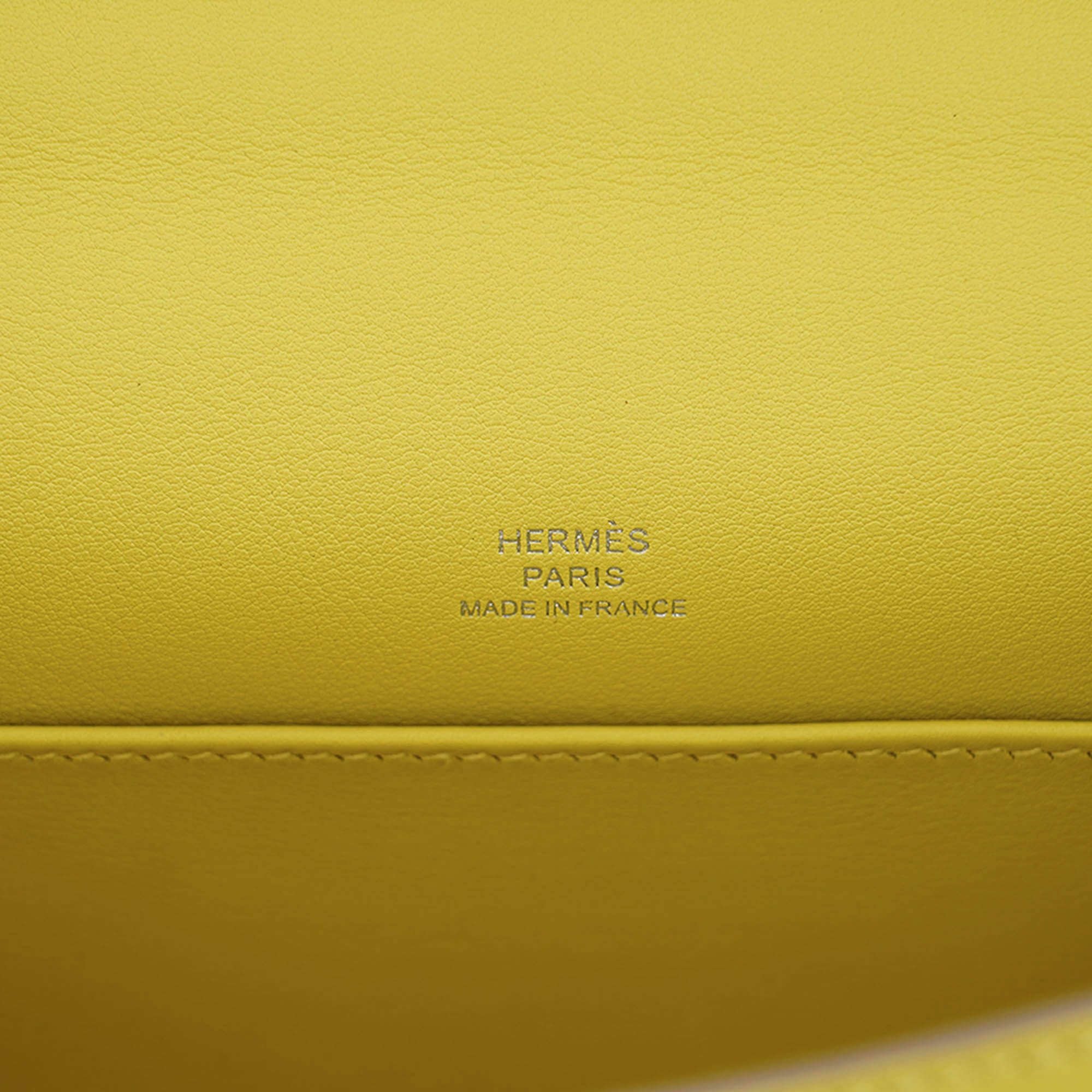 👜Kelly Pochette Clutch Bag Jaune De Naples Swift Leather with Palladium Hardware