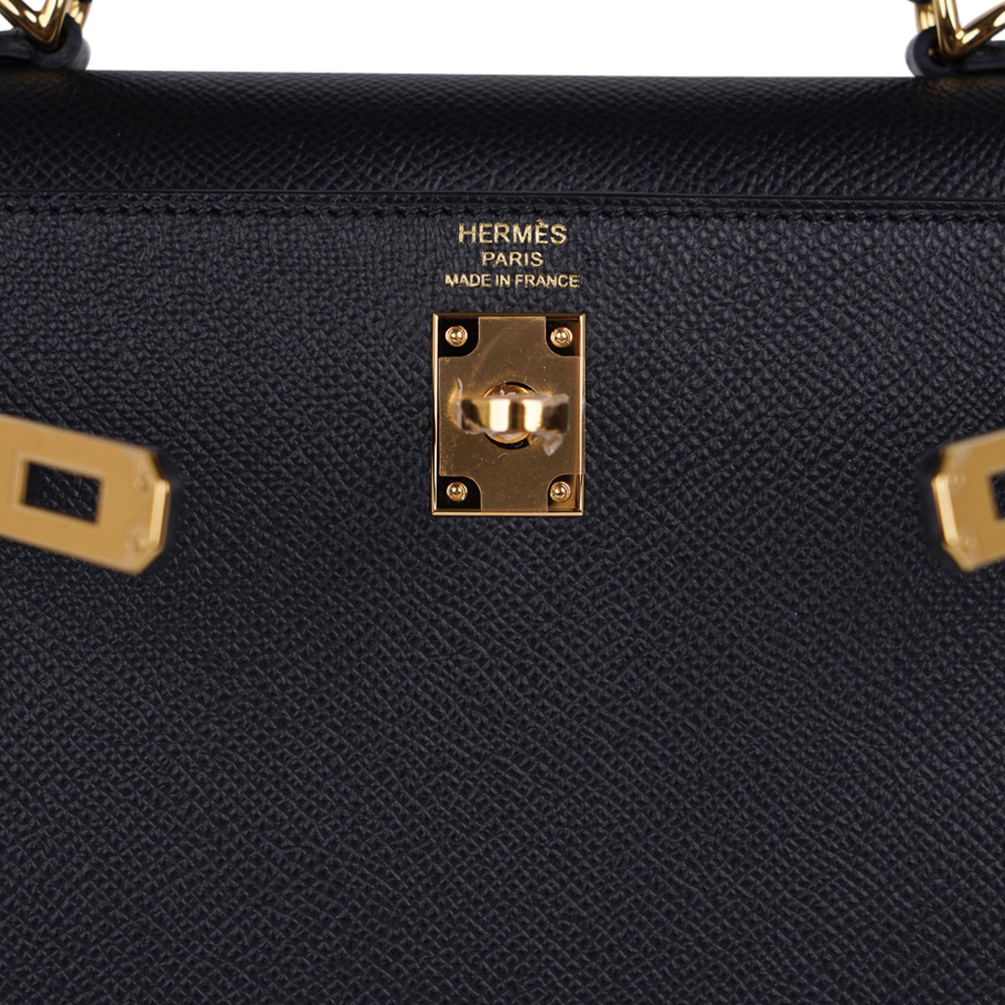 👜Kelly Sellier 25 Bag Black Epsom Gold Hardware New