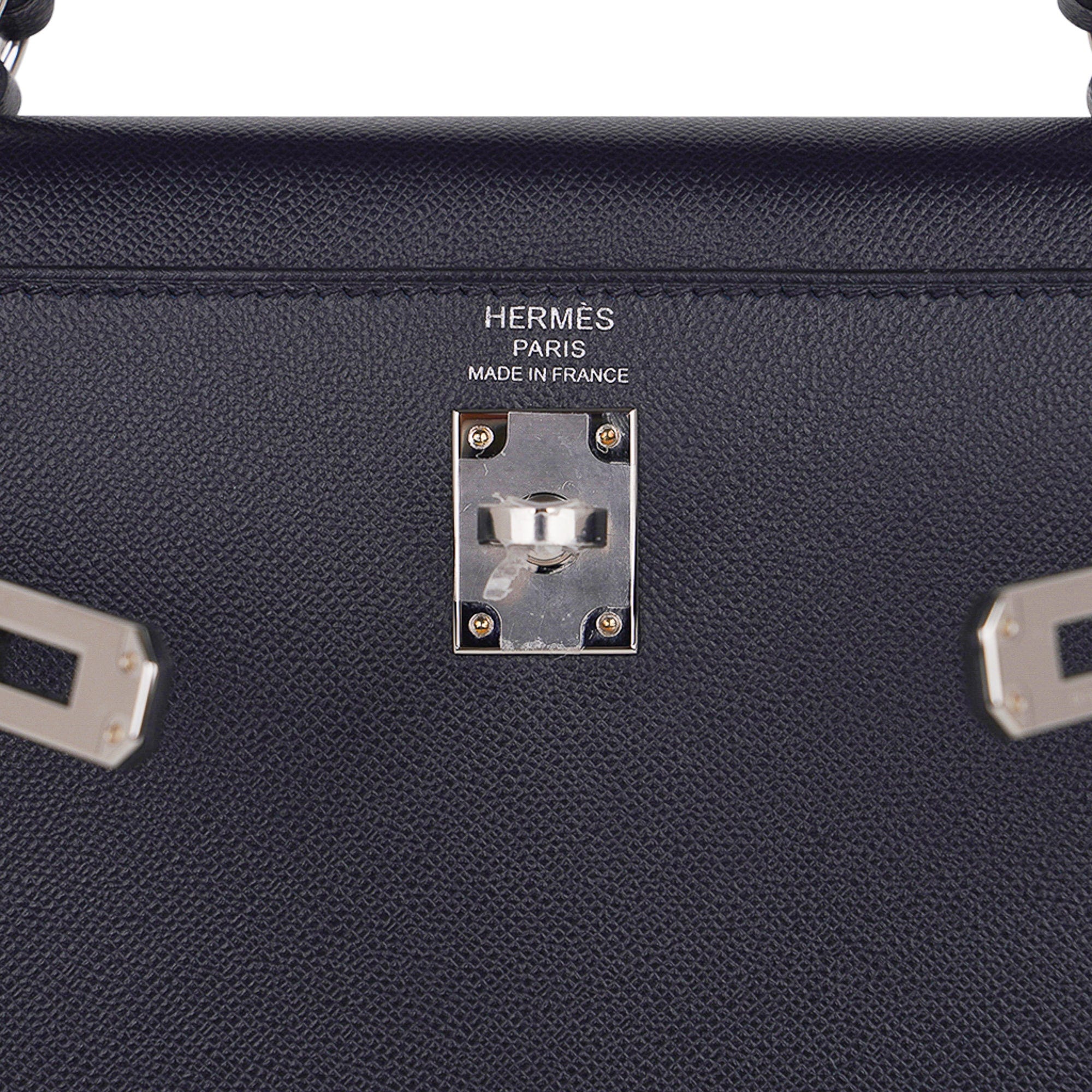 👜Verso Kelly Sellier 25 Bag Bleu de Minuit & Etrusque Veau Madame Leather with Palladium Hardware