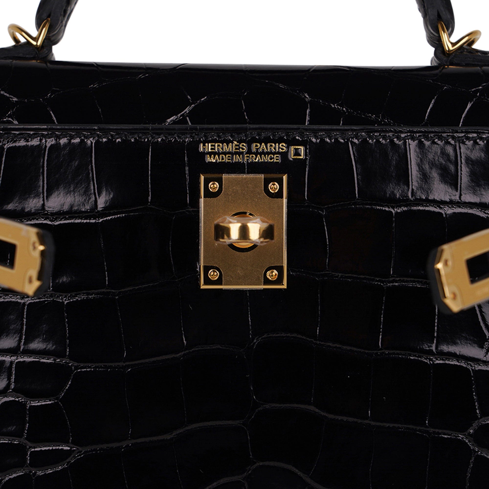 👜Kelly 20 Mini Sellier Bag Black Alligator Gold Hardware