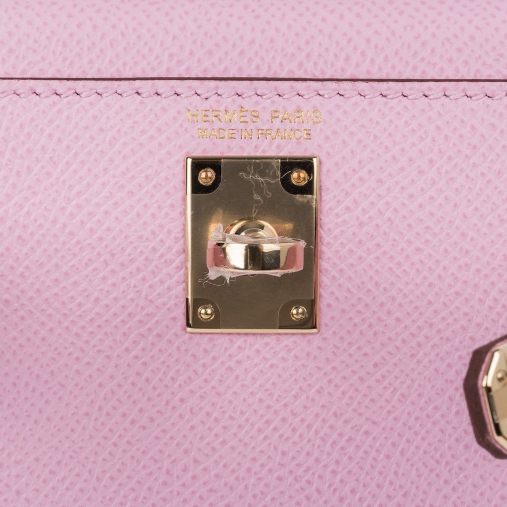 👜Kelly 20 Mini Sellier Bag Mauve Sylvestre Epsom Permabrass Hardware