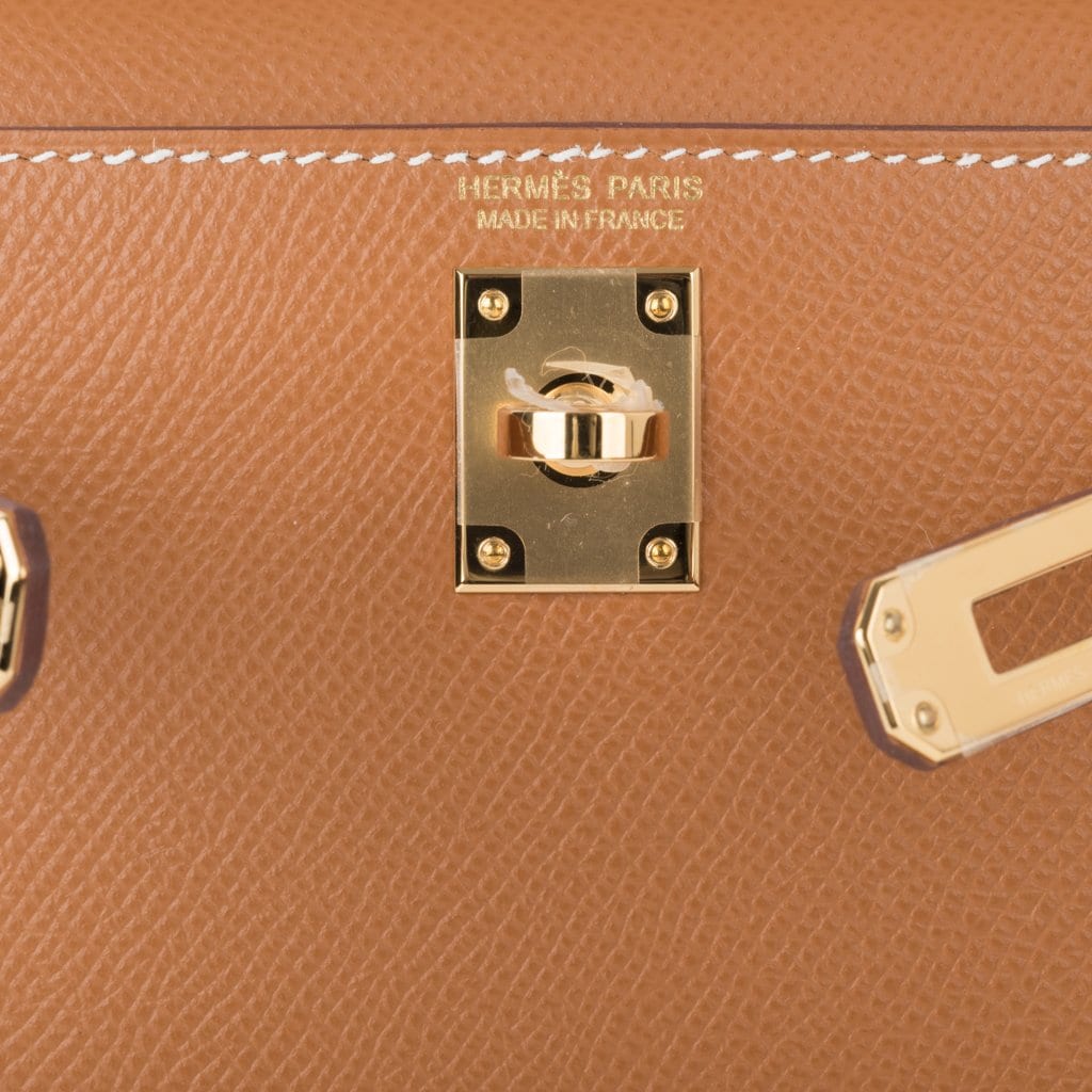 👜Mini Kelly 20 Bag Sellier Gold Epsom Leather with Gold Hardware