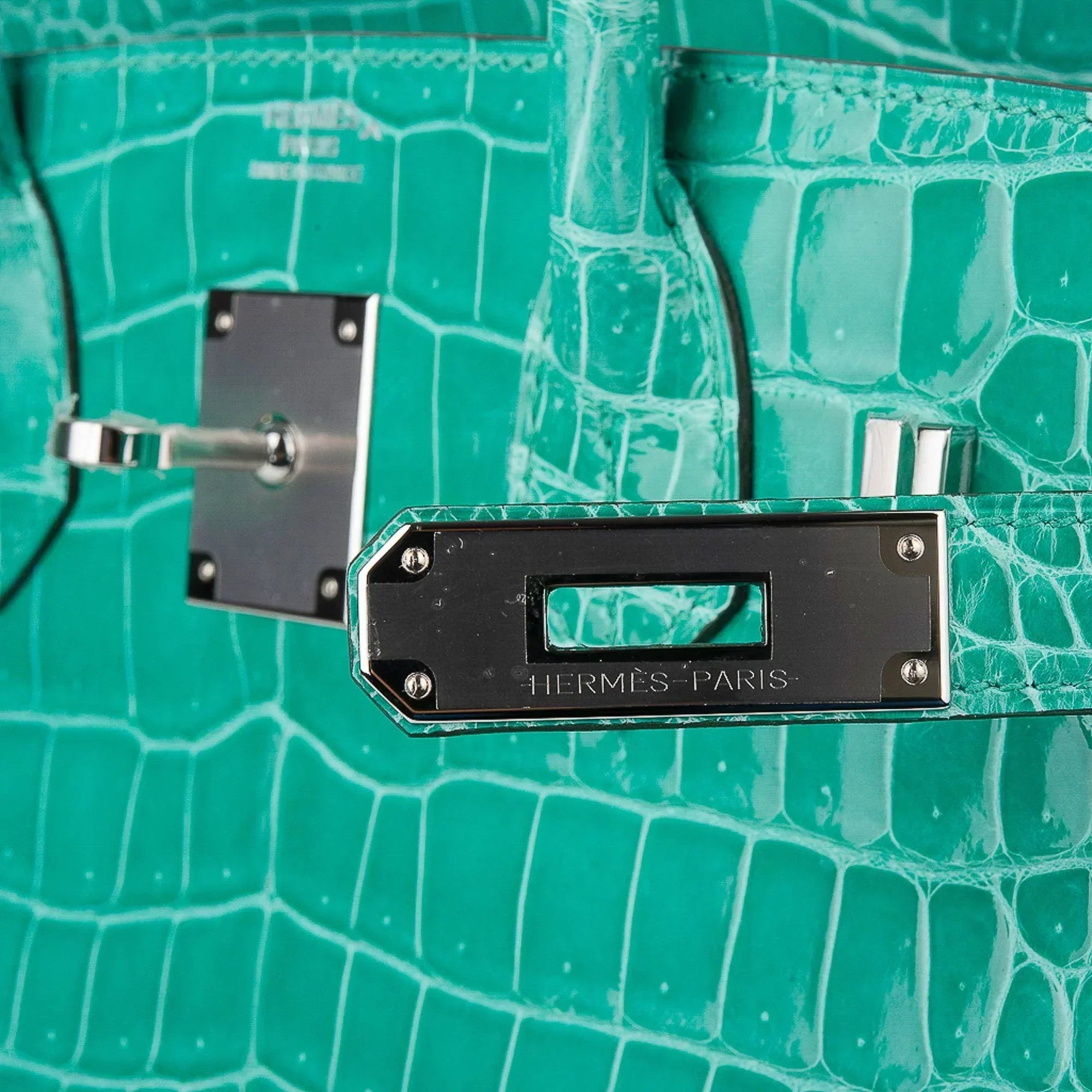 👜Limited Edition Birkin 30 Bag Vert Jade Porosus Crocodile with Palladium Hardware